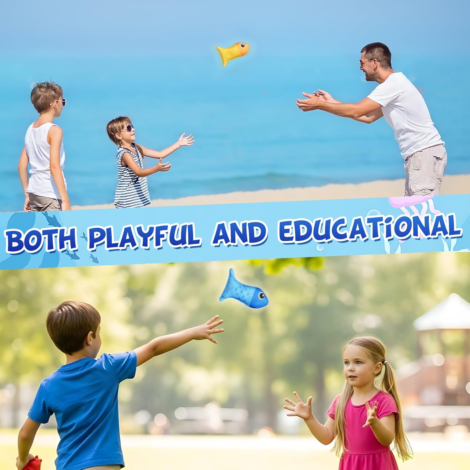 36 PCS Fish Bean Bags for Kids Tossing Game Tossing Bean Game Bags Toy with Storage Bag Colorful Fish Shaped Beanbags for Toddler Home Preschool Daycare Holiday Outdoor Throwing Games Supplies