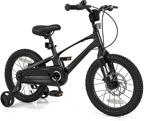 BABY JOY Bicicleta para niños, bicicleta deportiva de aleación ligera de 16 pulgadas con frenos de disco dual, ruedas de entrenamiento, suspensión