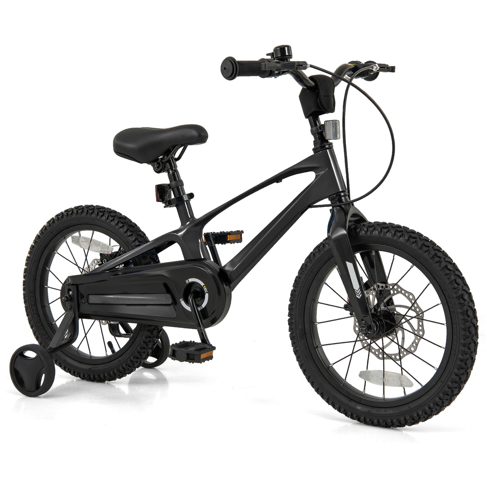 BABY JOY Kids Bike, 16" Magnesium Sporty Bicycle with Dual Disc Brakes, Removable Training Wheels, Body Suspension, Adjustable Handlebar & Saddle,