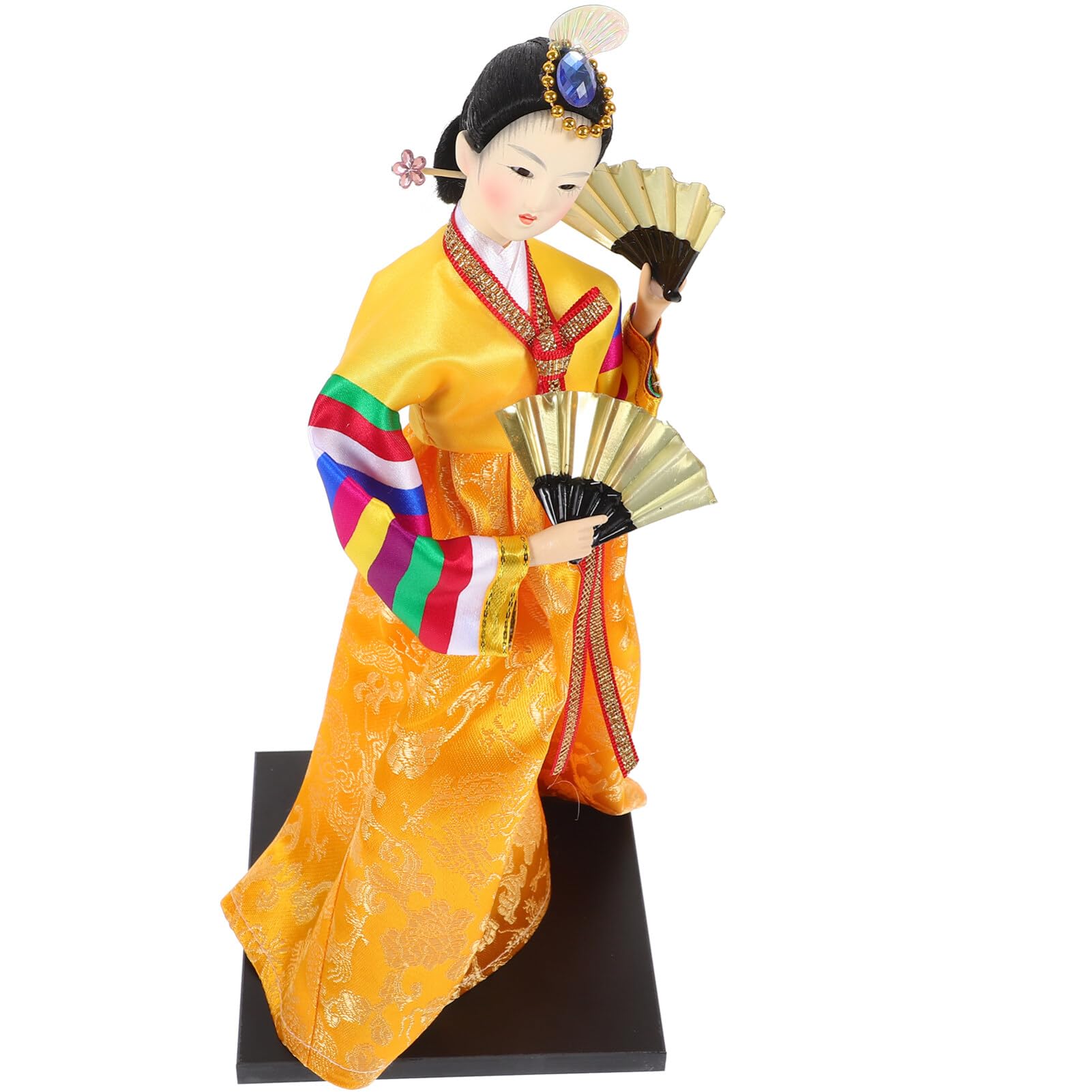 Zerodeko Korean Hanbok Doll 12 Inch Handmade Traditional Silk Doll Decoration Collectible Figurine for Home Office Party Decor