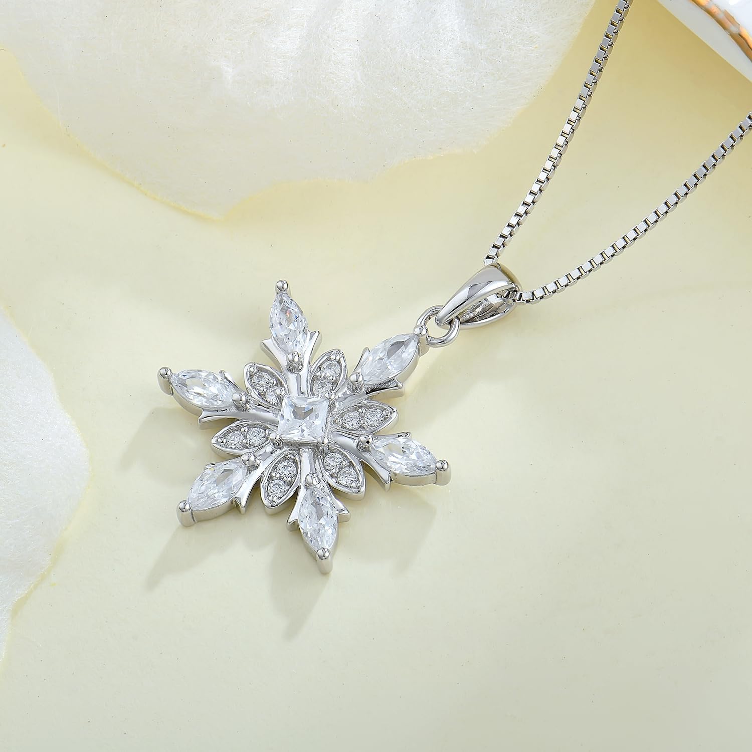 Snowflake Necklace 925 Sterling Silver Winter Pendant with Chain with 5A Cubic Zirconia Jewelry for Women - Image 5