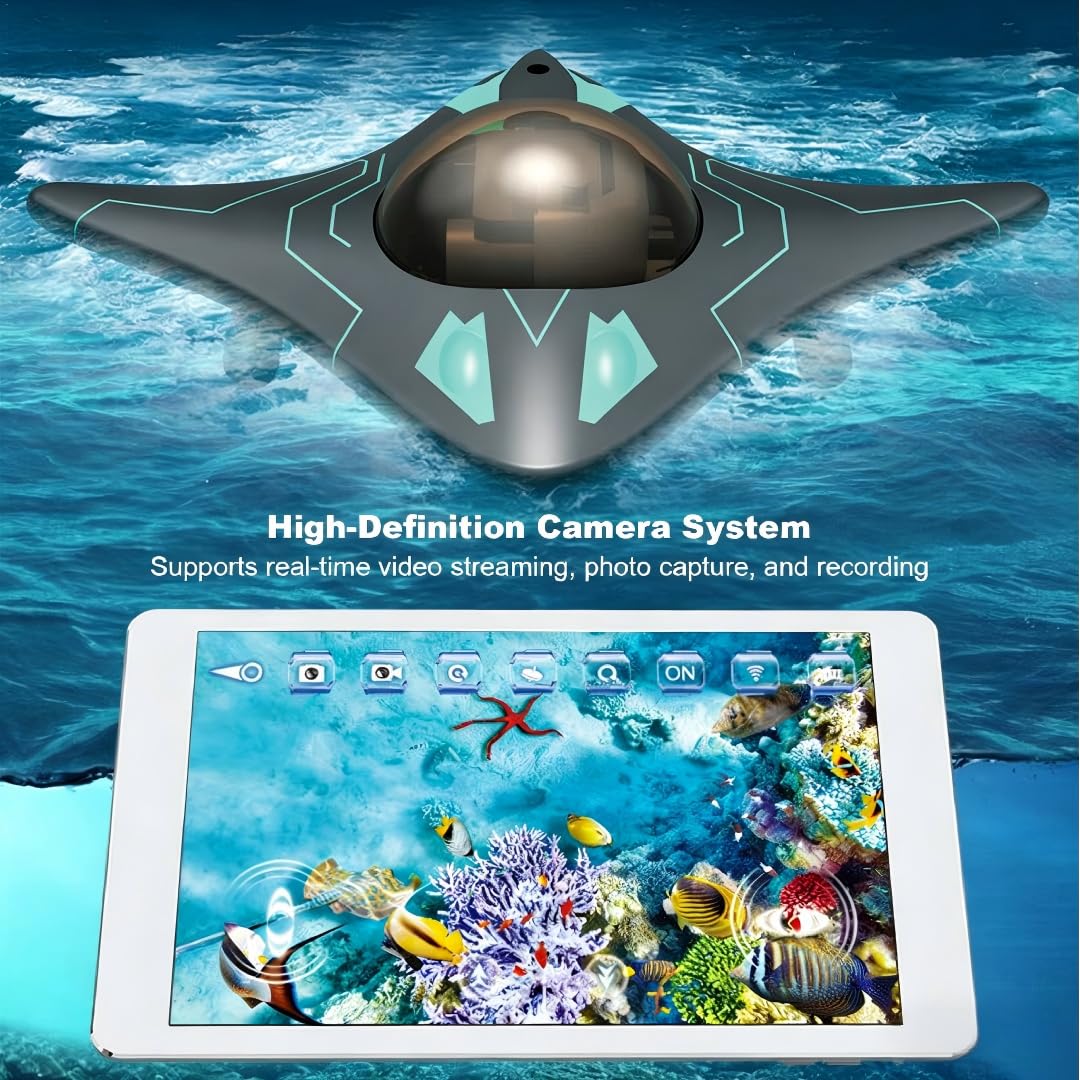 Sottomarino Telecomandato con Telecamera, Dispositivo di Fotografia Subacquea, Connessione Wireless, Messa a Fuoco Accurata, Controllo Tramite app Intelligente, Trasmissione Immagini in Tempo Reale
