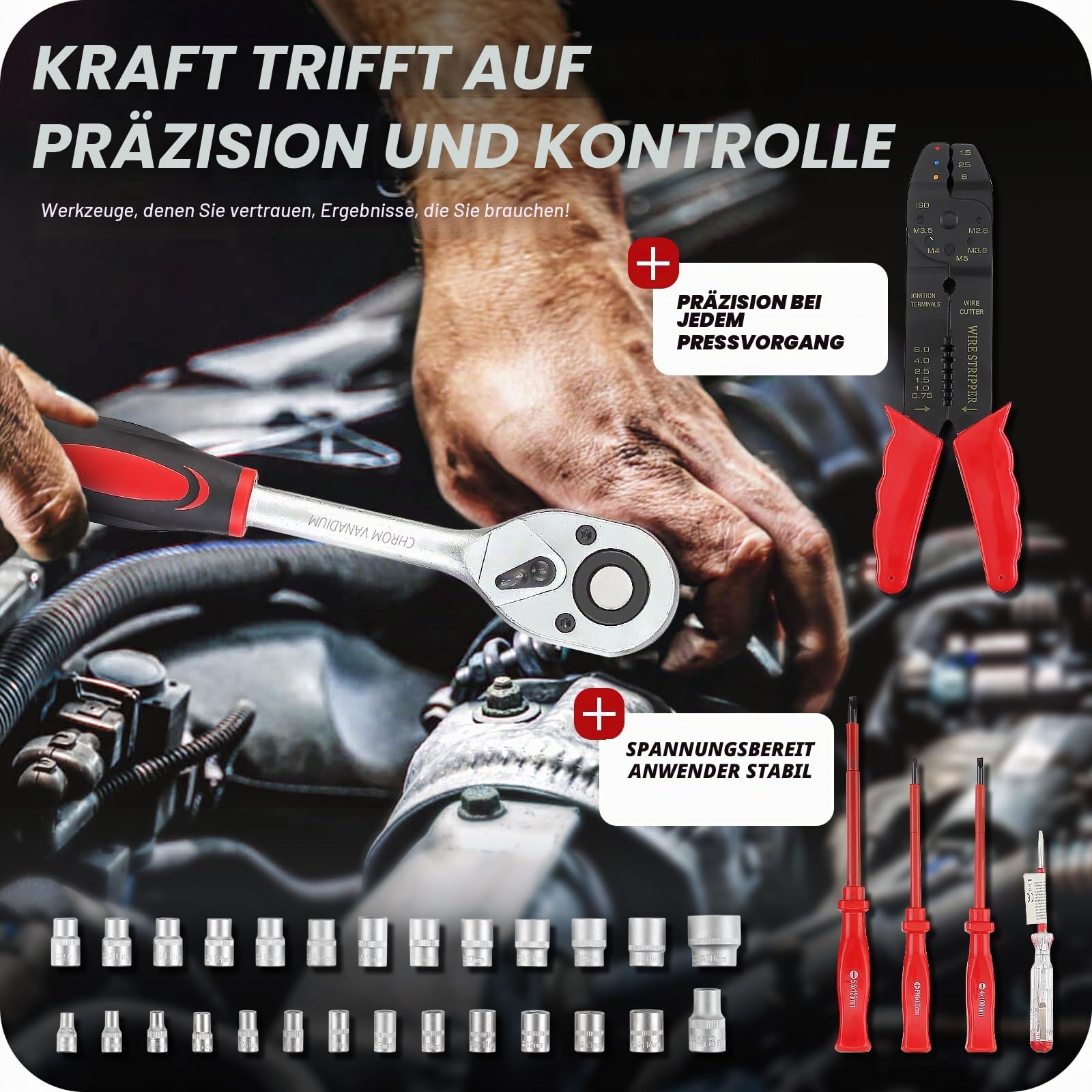 TEENO Werkzeugkoffer | 1000-teilig Werkzeug | Werkzeugkiste im Aluminiumkoffer | Werkzeugkoffer gefüllt mit Rollen | Werkzeugkasten für Haushalt, Garage und Professionelle Reparaturen