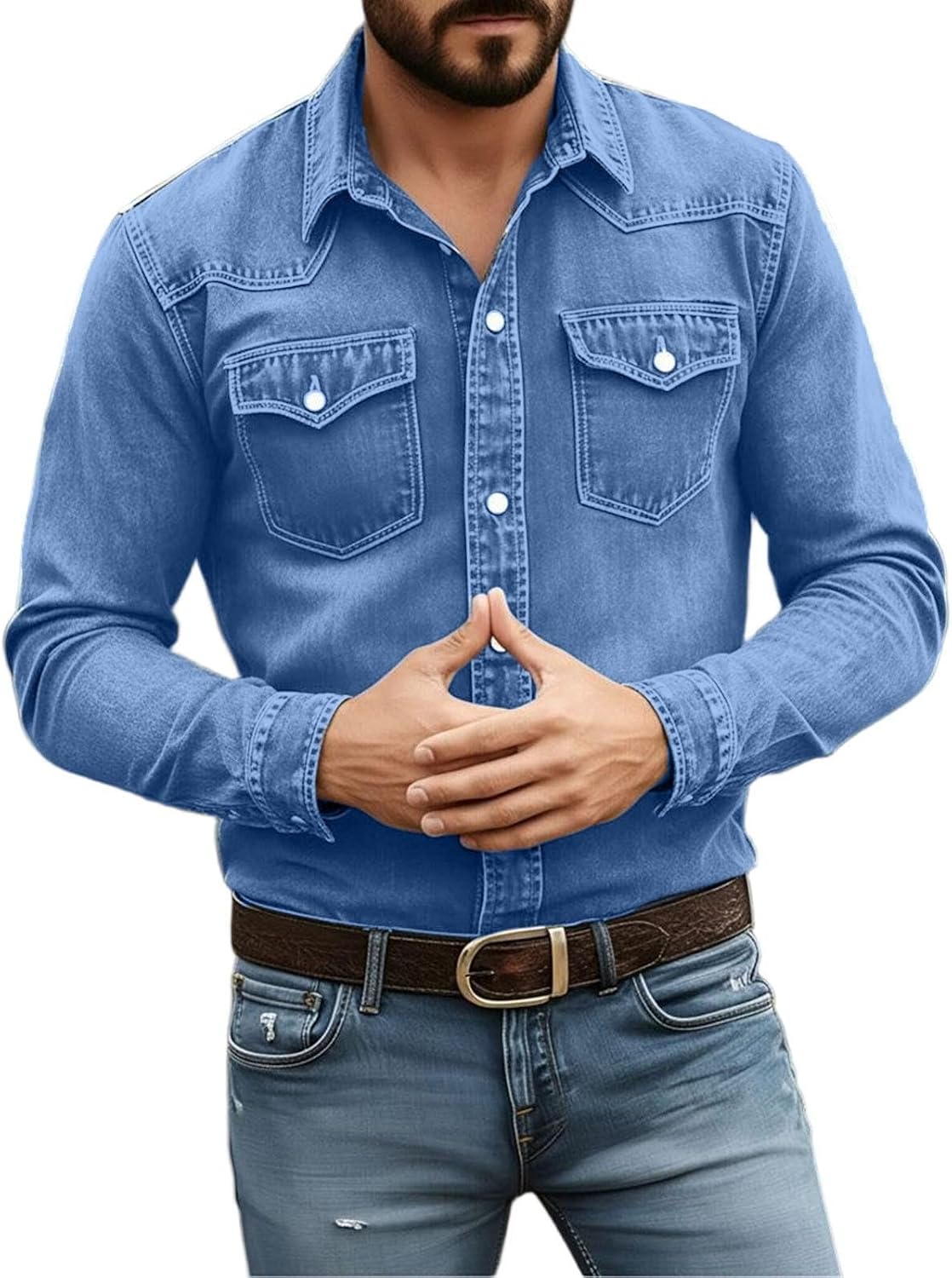 Collared Casual Shirts for Men, Button Up Pocket Cardigan Top | Oversized Loose Fit, Long Sleeve Collared, Casual Cardigan Shirt, Crisp Woven Texture, Summer Travel Vacation