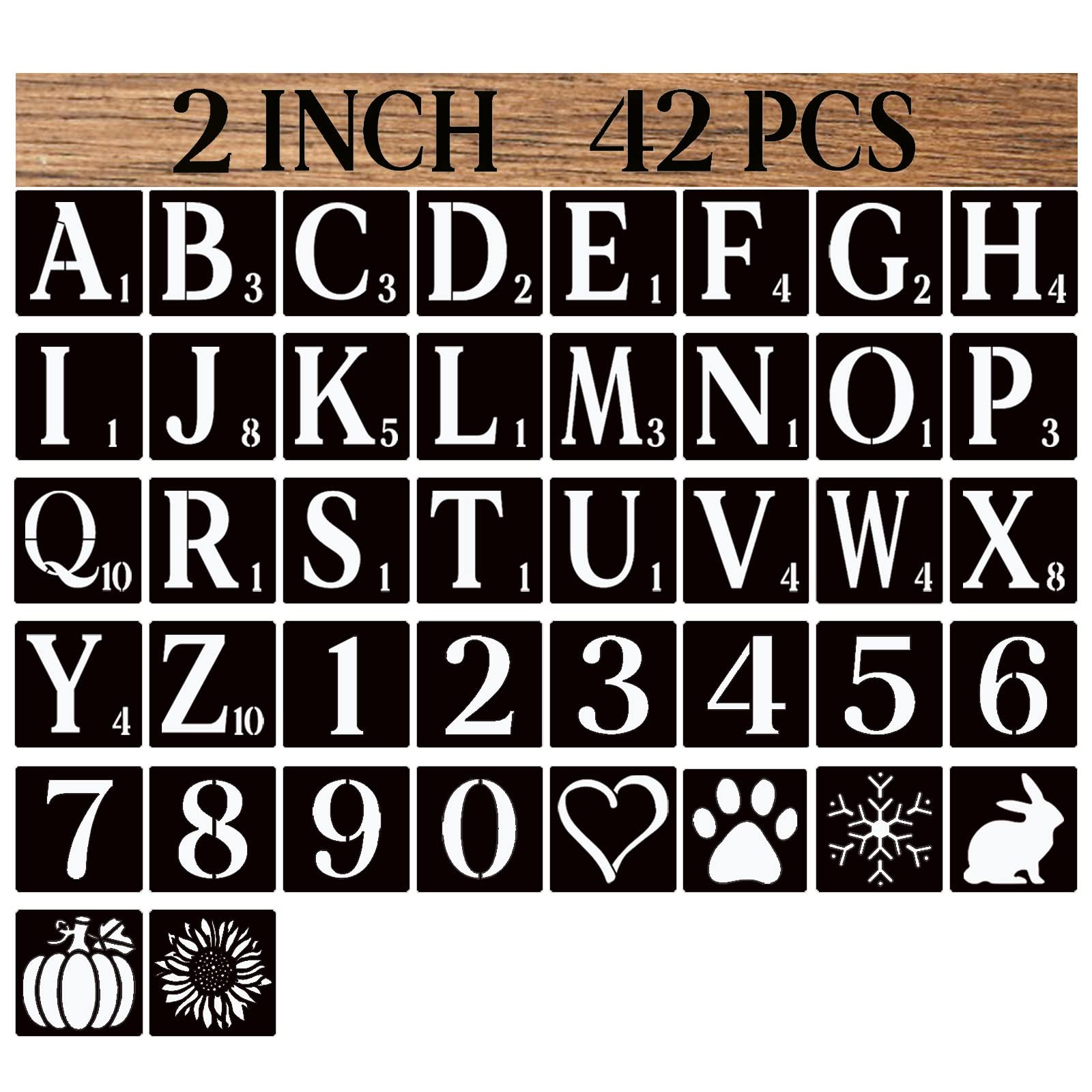 42 Pcs 3-Inch Letter & Number Stencils - Reusable Plastic Spray Paint Stencils For DIY