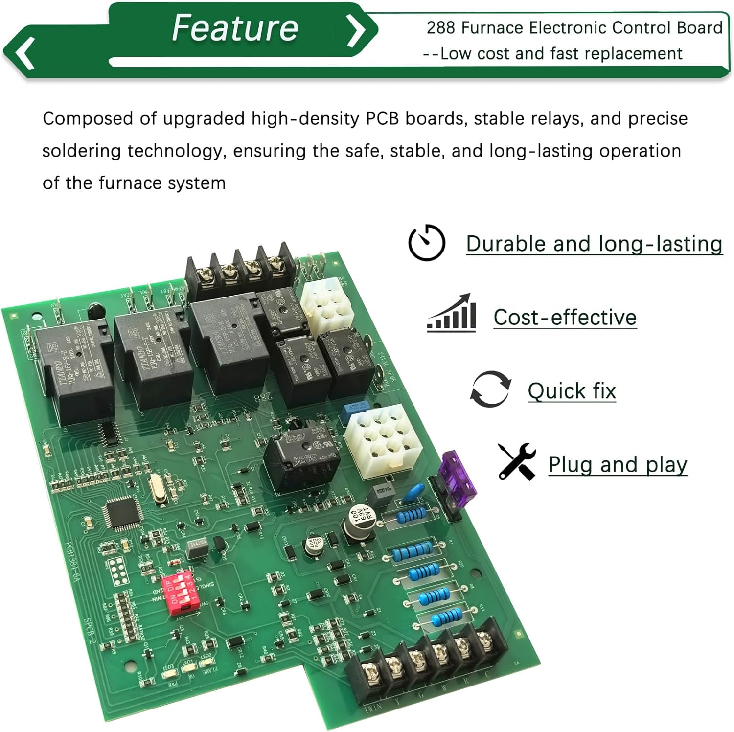 288 Furnace Control Board Replacement for Rheem 62-24084-82 Furnace Control Circuit Ignition Board Module