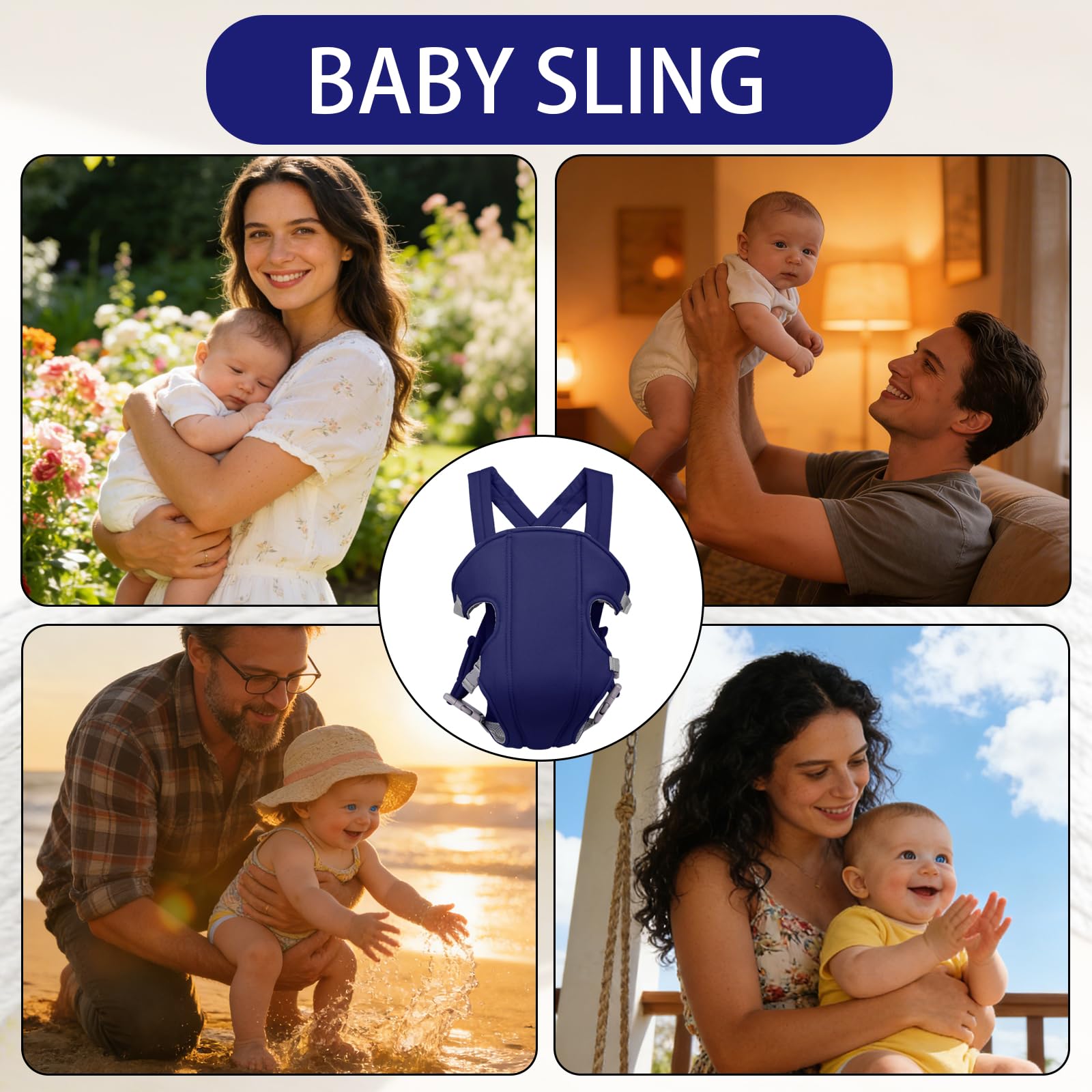 Mochila Portabebés para Bebe,Portabebés Recién bebé Pequeños,Mochila Portabebé Multifunción Para 3.5-15 Kg Recién Nacidos y Bebés (Azul marino)