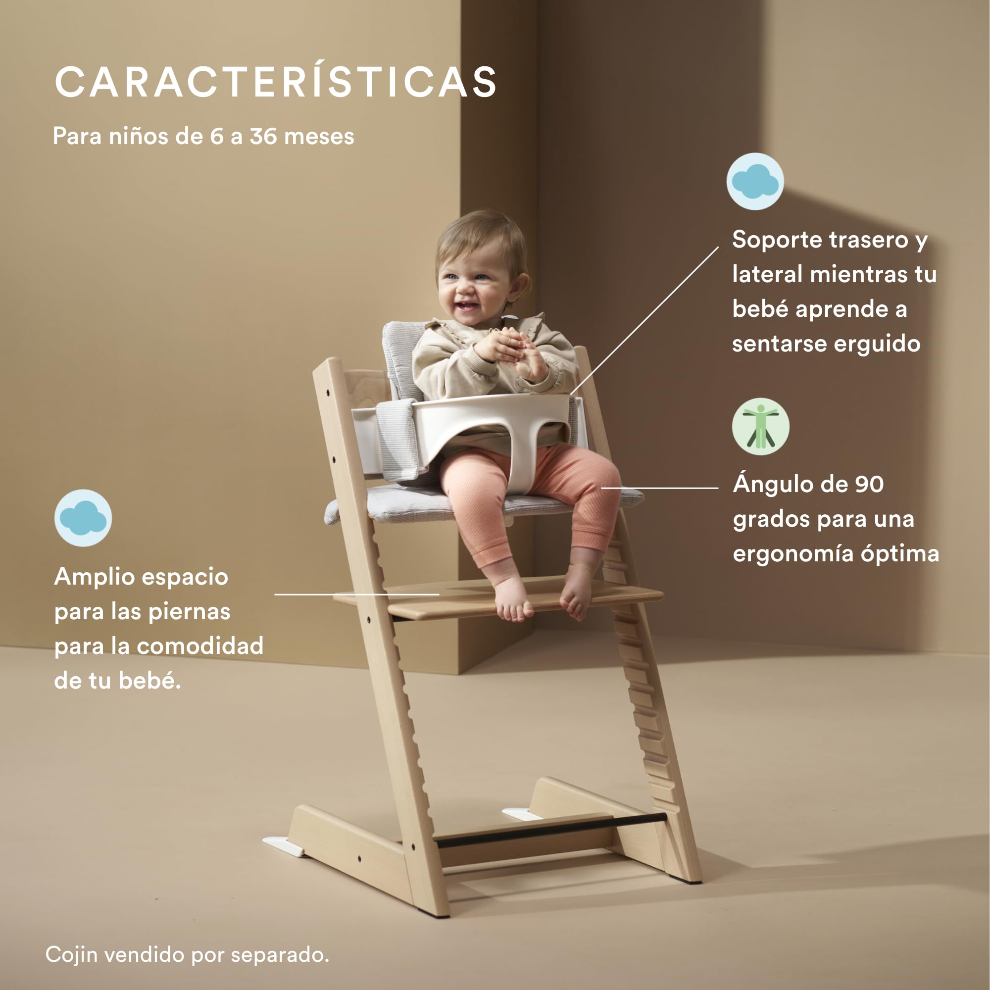 Trona Tripp Trapp de Stokke con Baby Set, Natural - Silla ajustable y evolutiva para niños y adultos - Ergonómica & diseño atemporal, 6.47 kilograms, 1.0 Conteo