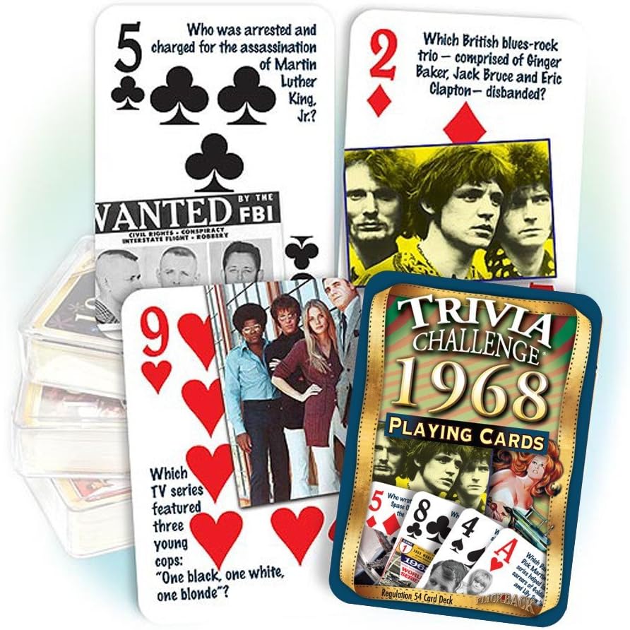 Flickback Media 1968 Trivia Playing Cards, Birthday Gift