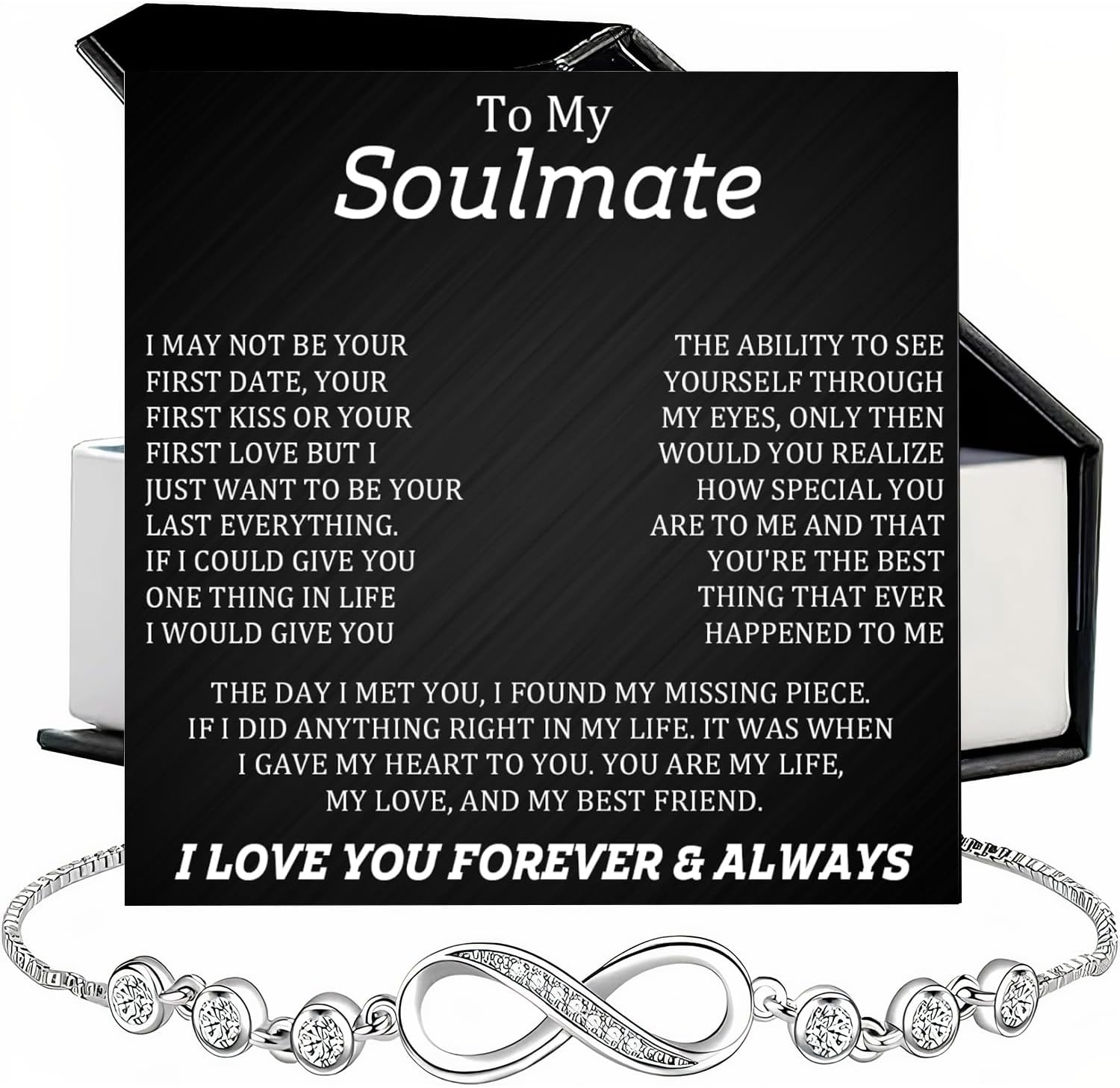 To My Soulmate Bracelet For Women, Funny Gifts For Girlfriend, Personalized Christmas Presents For Girlfriend, Best Birthday Meaningful Gift Ideas For Wife, Women Romantic Jewelry For Her Anniversary