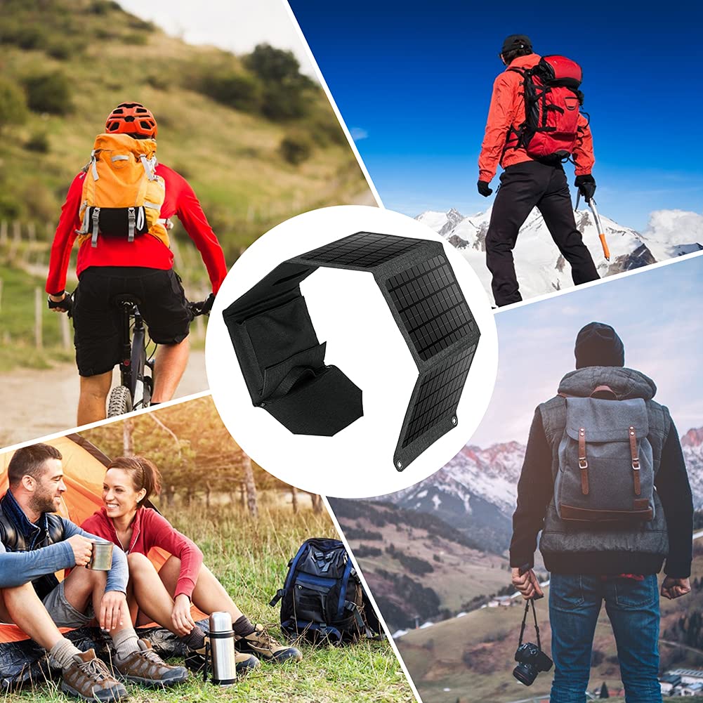 WSHA Portatile 30W Pieghevole Pieghevole Pieghevole Pieghevole Pannello Solare Dual USB Port da Esterno Mobile Power Power Bank Caricabatteria, per RV, Barca, Famiglia, Camping
