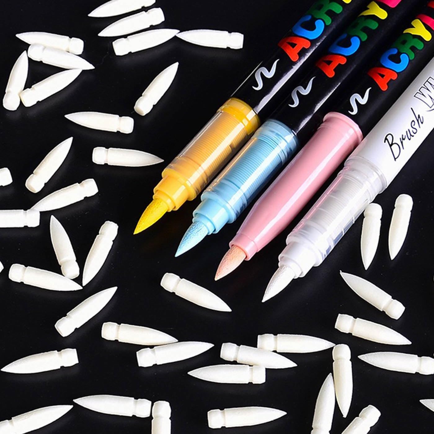 Acrylic Paint Marker Tips 30PCS Replacement Tip Liquid Soft Brush Nibs for Drawing, Acrylic Markers Pen Tips Compatible with Guangna and Languo