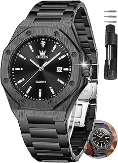 OLEVS Watches for Men Dress Stainless Steel Big face Waterproof Luxury Men’s Wrist Watch with Date Casual Blue/Black/Gold/Silver Reloj para Hombre