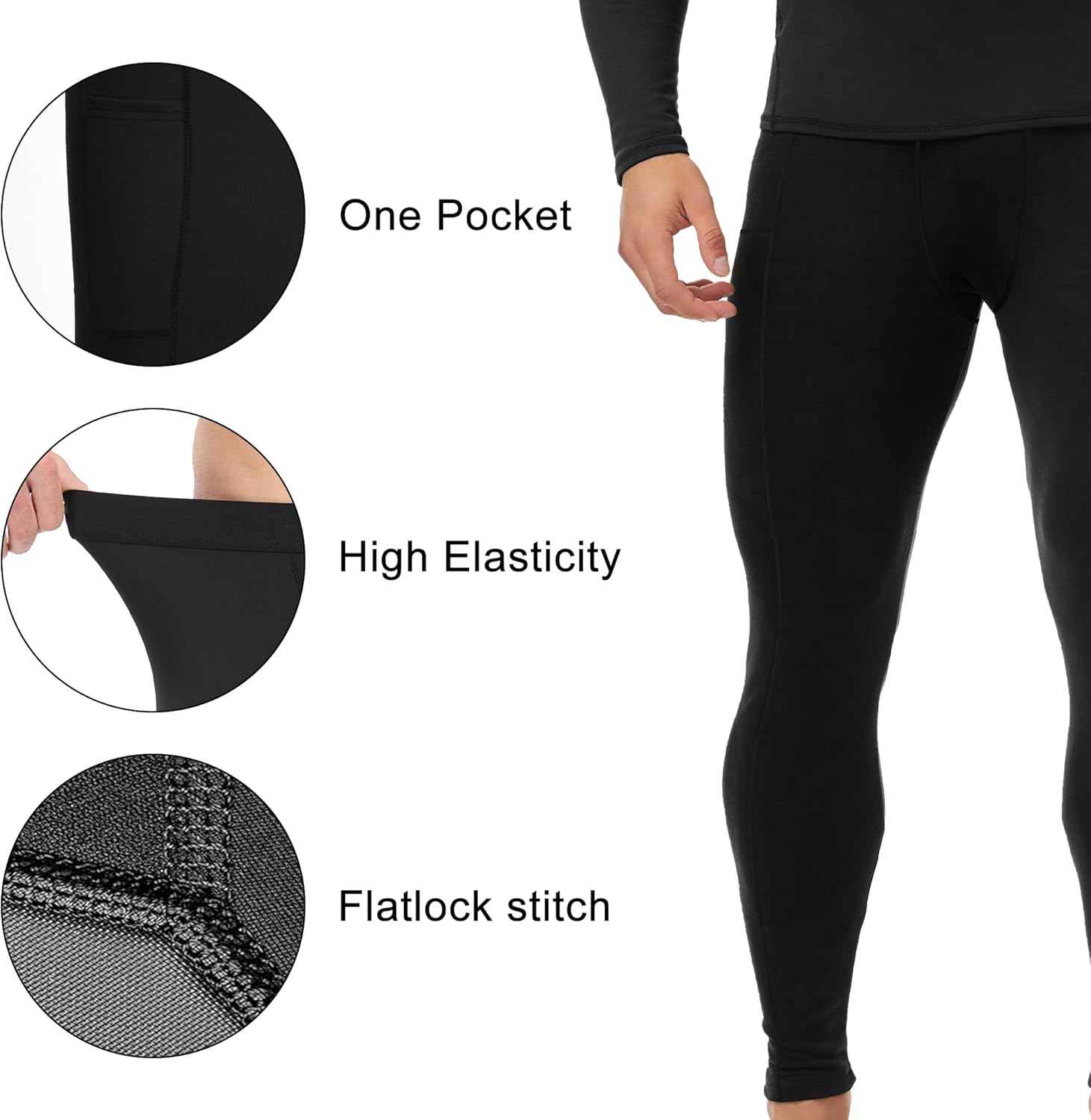 Mens Compression Pants Pocket Athletic Sports Performance Base Layer Wortout Running Tights Gym Spandex Leggings - Image 4