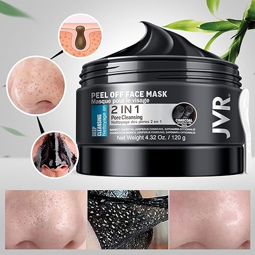 Miniatura 4 de JVR Máscara removedor de puntos negros y crema hidratante facial para hombres, crema antienvejecimiento para hombres, máscara negra de carbón,