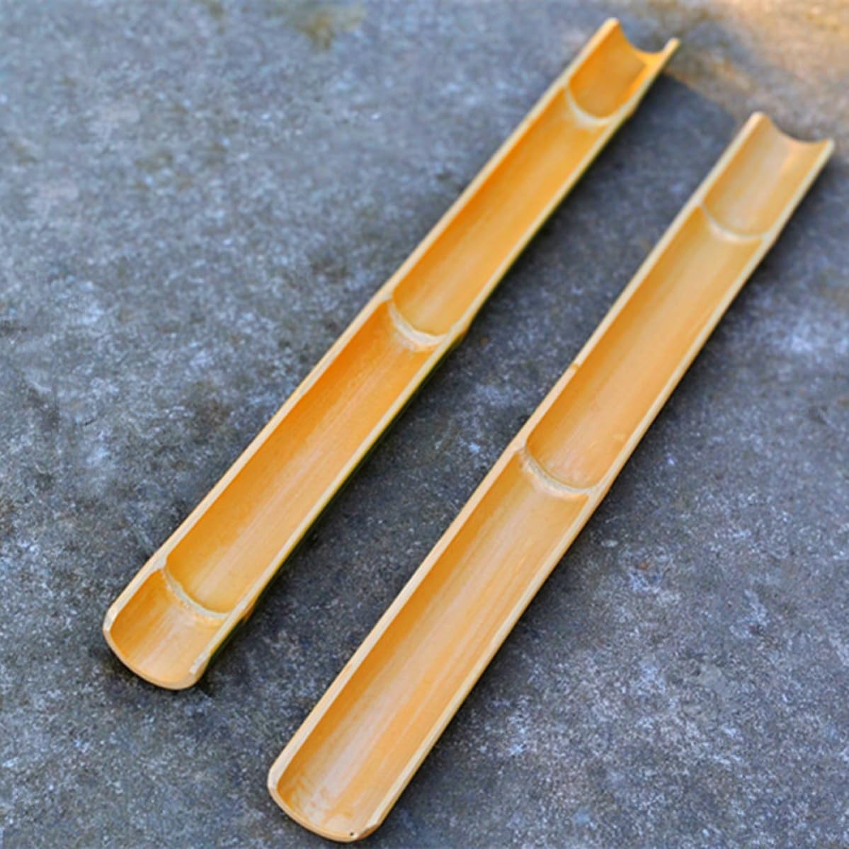 jojofuny Fontaines Décoratives Bambou 2 Pièces pour Aquarium et Bassin Extérieur Cascade en Bambou Naturel Tuyau 50 CM pour Jardin et Vivier à Poissons