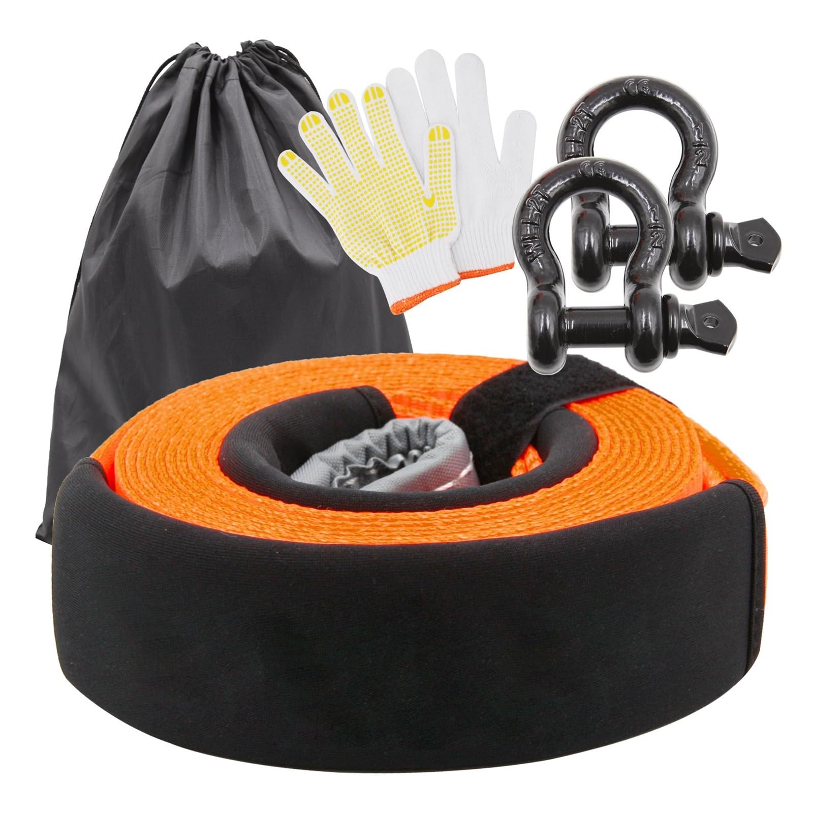 Sangle de récupération de remorquage d'urgence avec sac pour aventures 4x4 en forêt