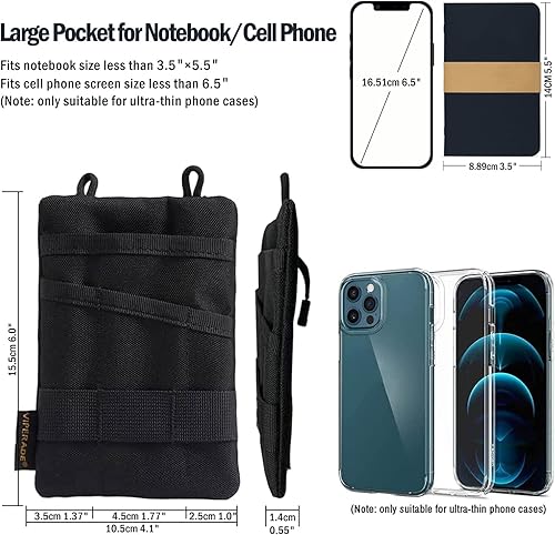 Miniatura 5 de VIPERADE VE1-P Organizador de bolsillo, organizador de bolsillo EDC para hombres, bolsa organizadora EDC para herramientas con 5 bolsas de