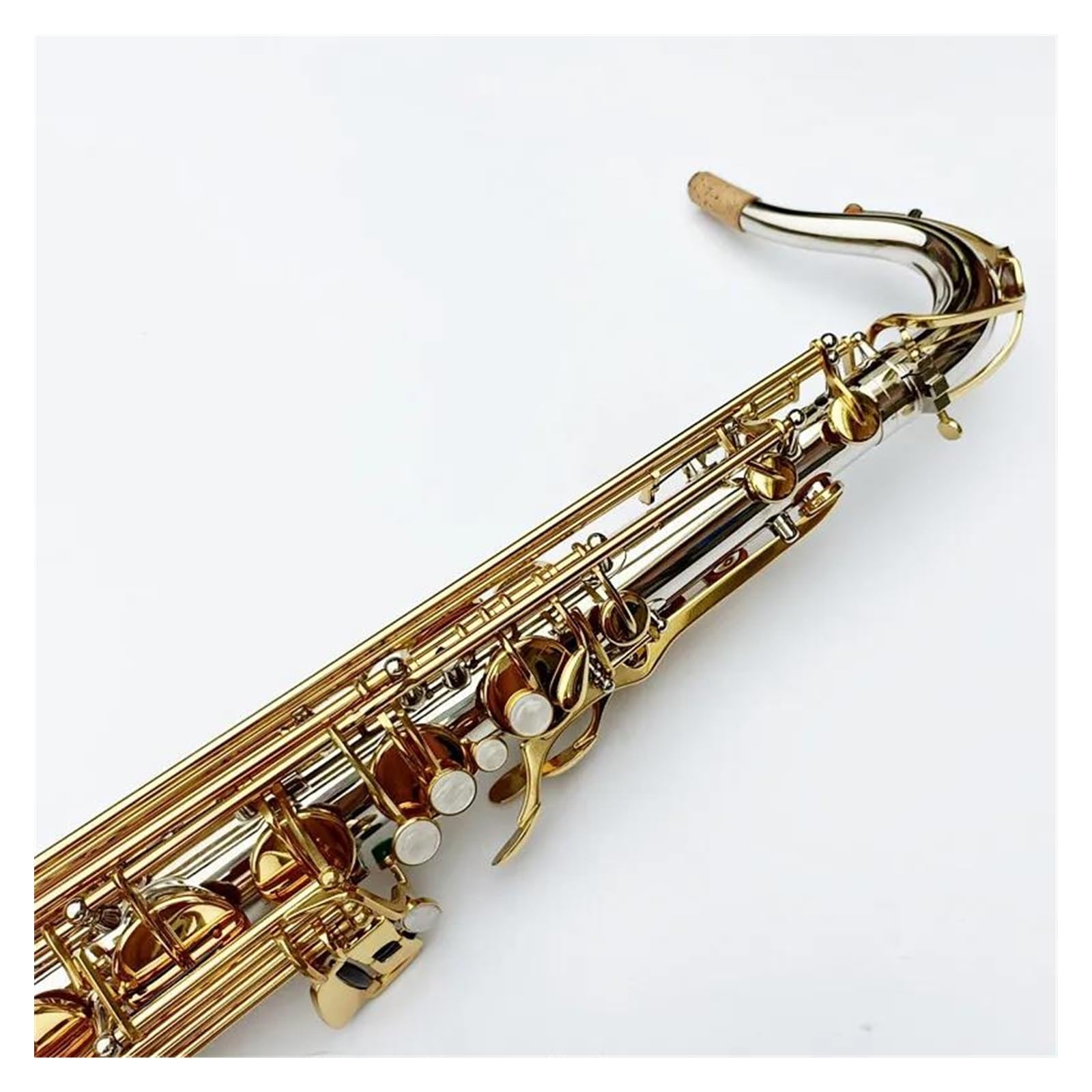 Instrumento saxofón Saxofón Tenor Teclas Doradas Plateadas Saxofón Tenor Boquilla Ligadura Cañas Cuello Instrumento Musical