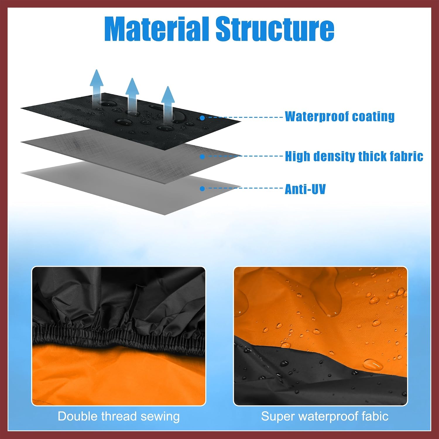 Motorcycle Cover Bike All Season Waterproof Dustproof Protective Outdoor Motorbike Rain Cover 190T XL Orange Black for Harley Dyna FXD FXDF Low Rider Super Wide Glide Replace Parts