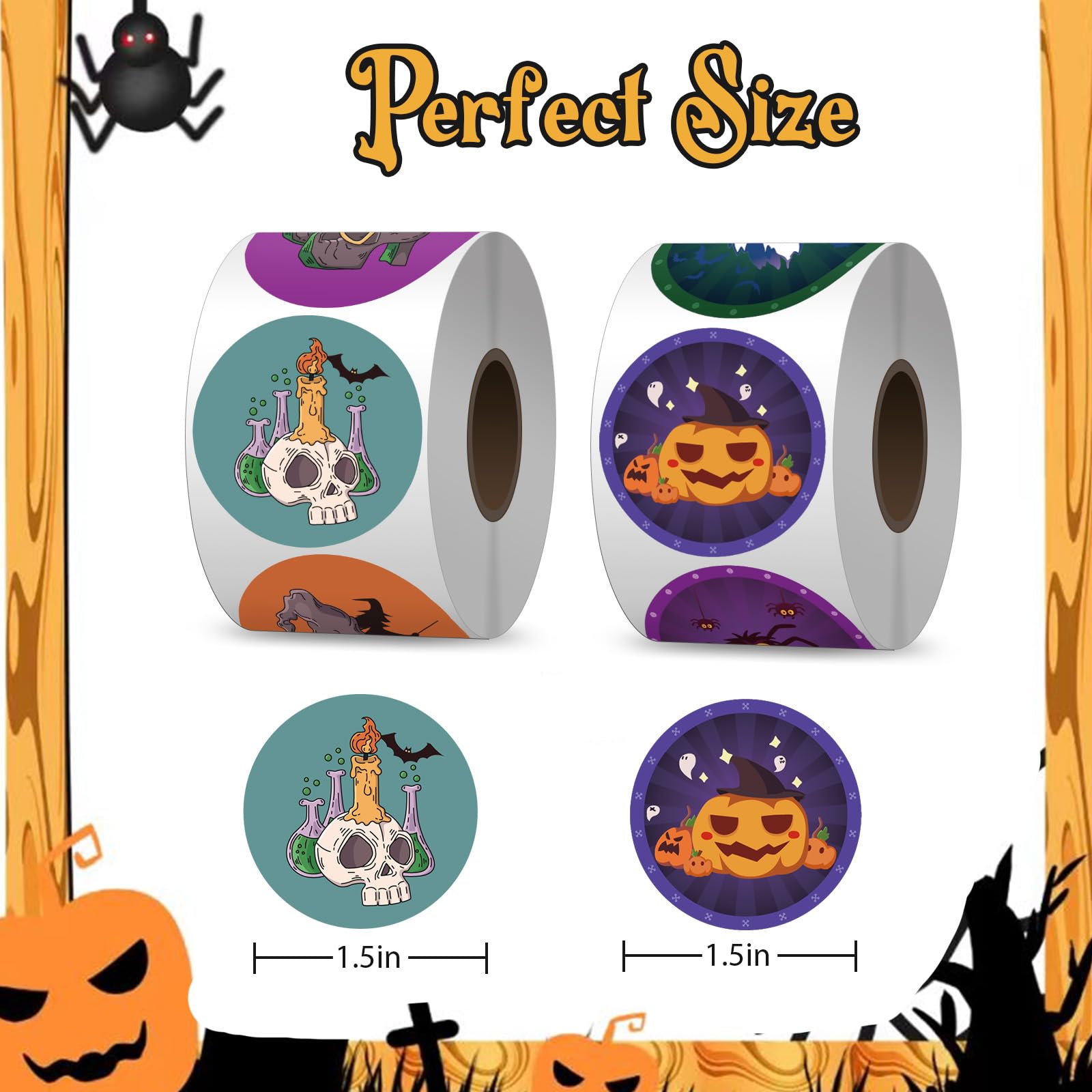 1000 Piezas Pegatinas Halloween Redondas, Halloween Stickers