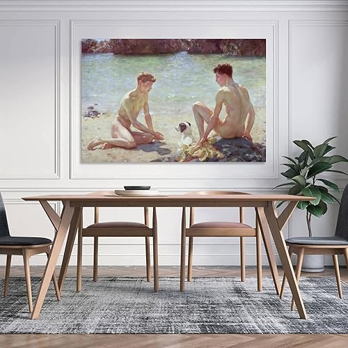 Miniatura 5 de BLUDUG Póster de pintura al óleo de camaradas de Henry Scott Tuke, pintura en lienzo, póster de arte de pared para dormitorio, sala de estar,