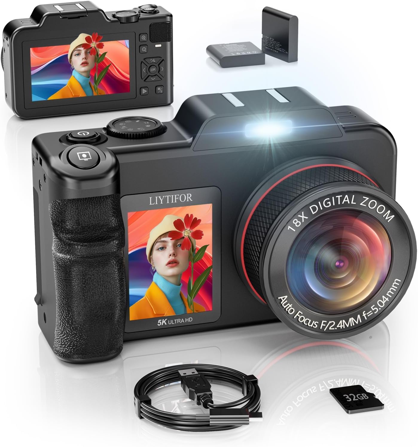 5K-Digital-Cameras for Photography: 2026 Upgrade 80MP 3.5"+2" Dual Screen for Self-Framing 18X Zoom Autofocus Vlogging Camera for YouTube/Content Creators/Beginners/Travel, 32GB Card, 2 Batteries-image-28