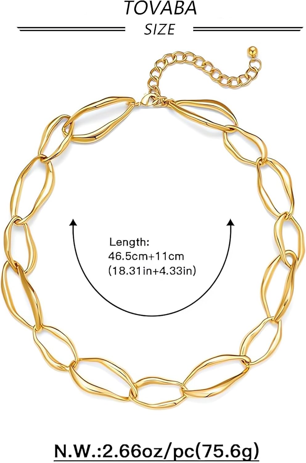 Chunky Gold Chain Necklace Cuban Chain Link Thick Paperclip Chain Heart Chain Choker Necklace for Gift Fashion Jewelry - Image 8