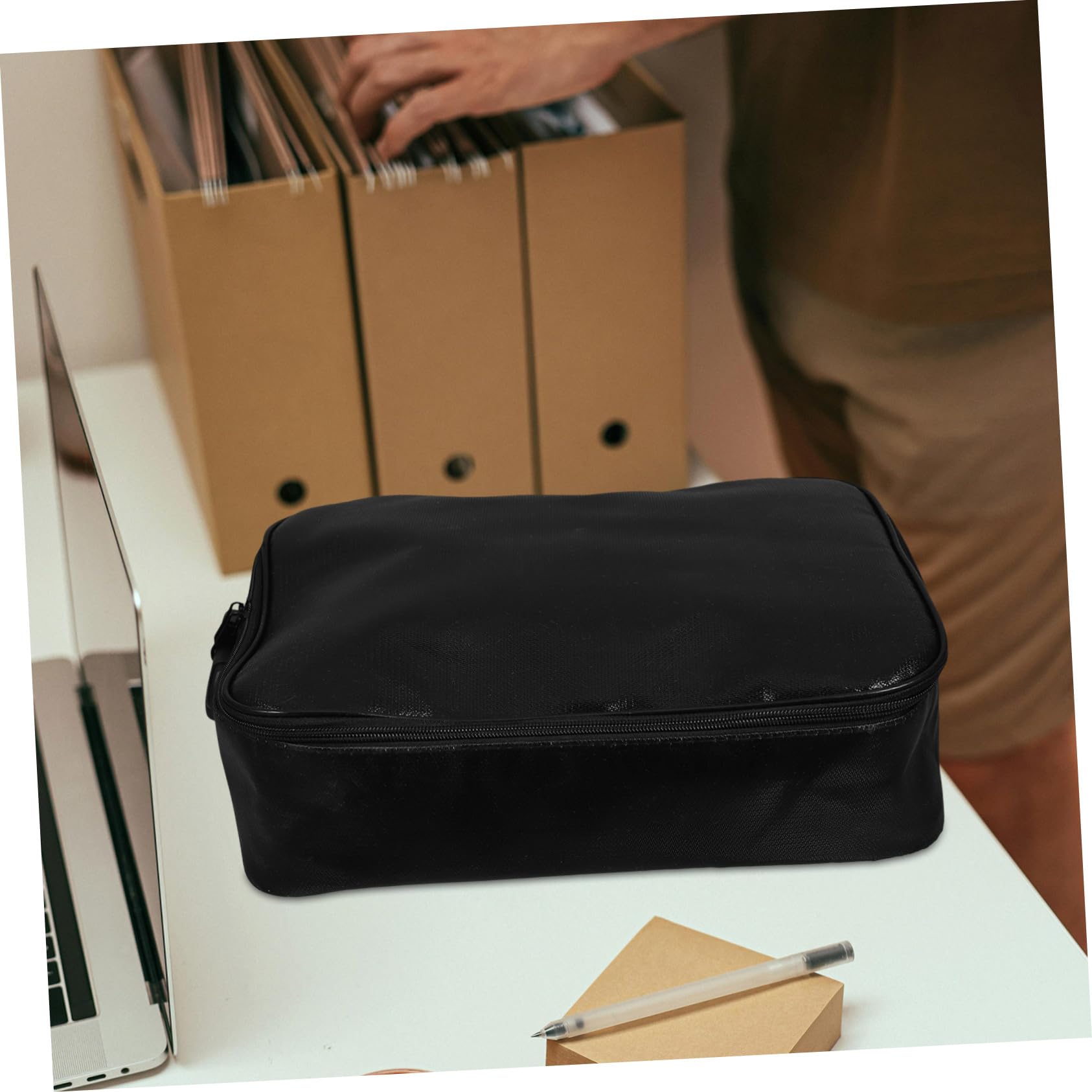 Borsa Documenti Ignifuga Multistrato in Fibra di Vetro Nera | Organizzatore Viaggio, Capienza Ampia e Blocco Password, Uso Quotidiano e Ordine Efficiente