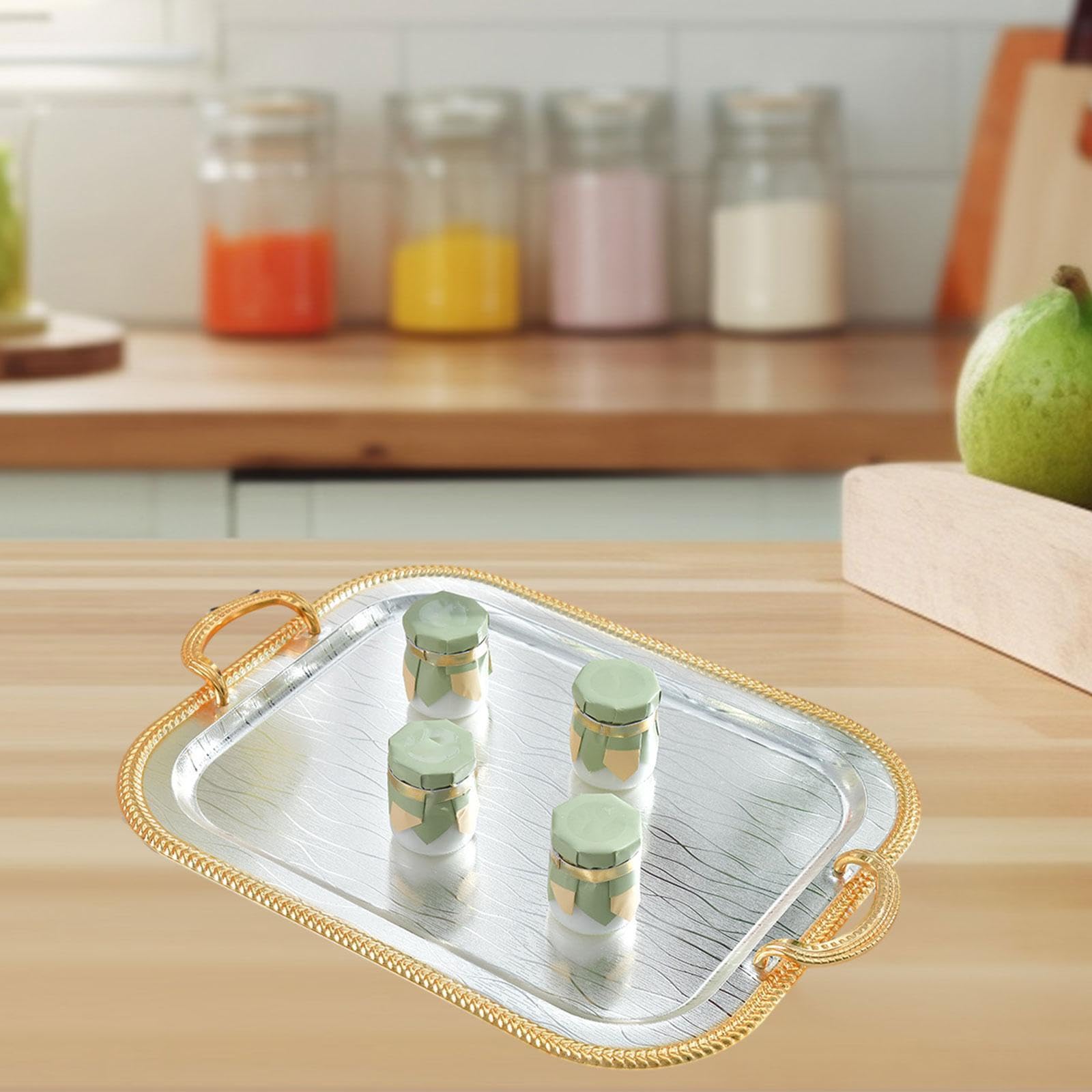 Bandeja de Servir, Soporte para Taza de Té, Hierro Forjado, Expositor de Cosméticos, Perfumes Y Maquillaje, Bandeja Decorativa para Tocador, Baño, L