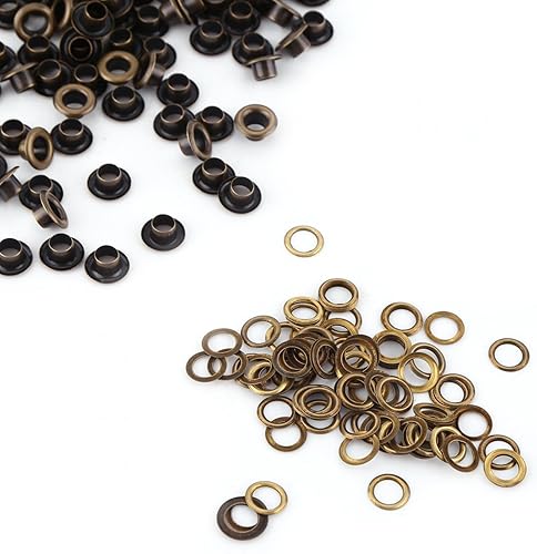 Miniatura 6 de ViaGasaFamido Juego de 100 ojales de metal, ojales de metal para manualidades, cinturón y paños de zapatos (0.236 pulgadas)