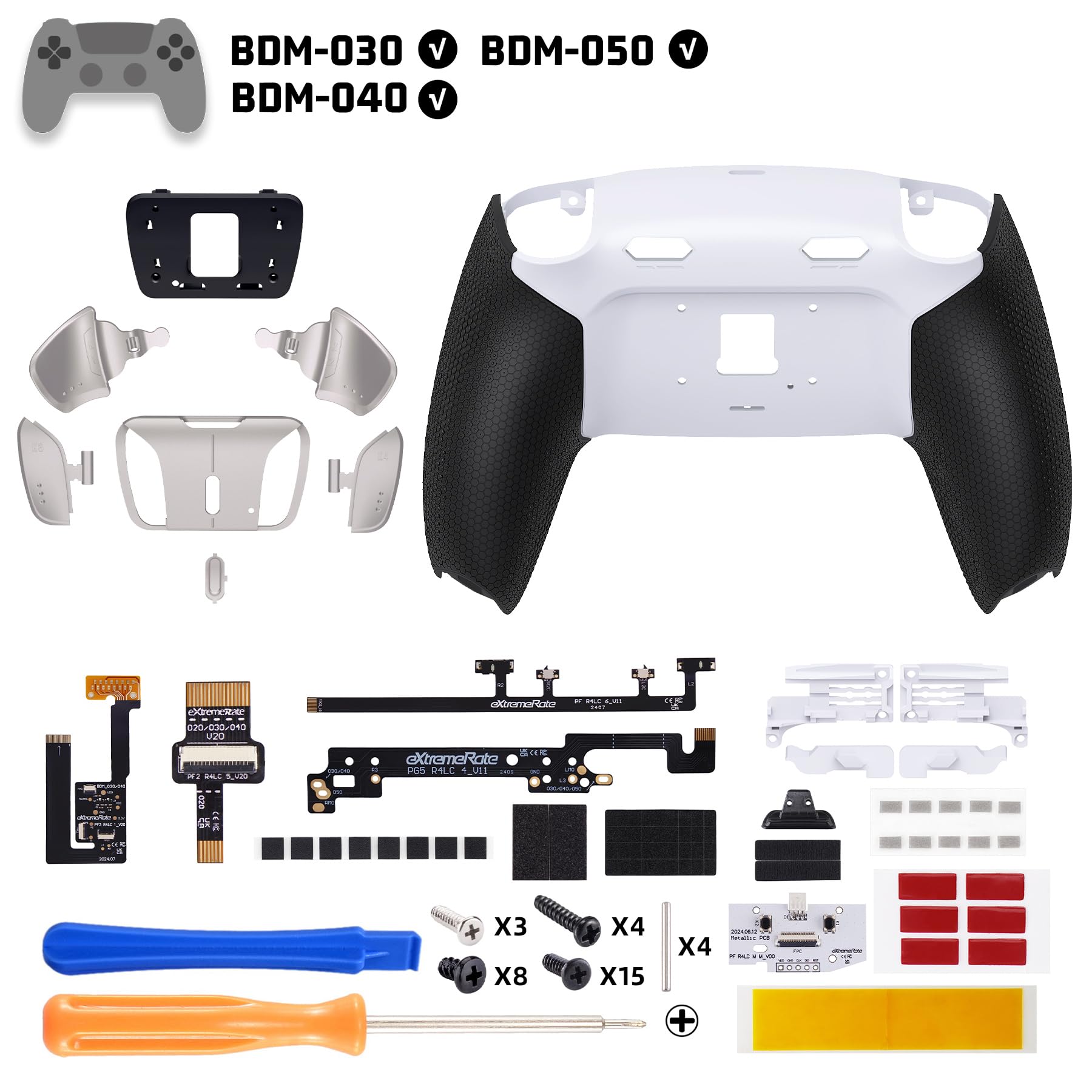 eXtremeRate RISE4 Plus MAX RMB Tasti Aggiuntivi per ps5 Controller BDM-030/040/050,Palette Posteriori Metallo Clicky Trigger Stop Back Button per ps5 Joystick-Senza Controller-Bianco Nero