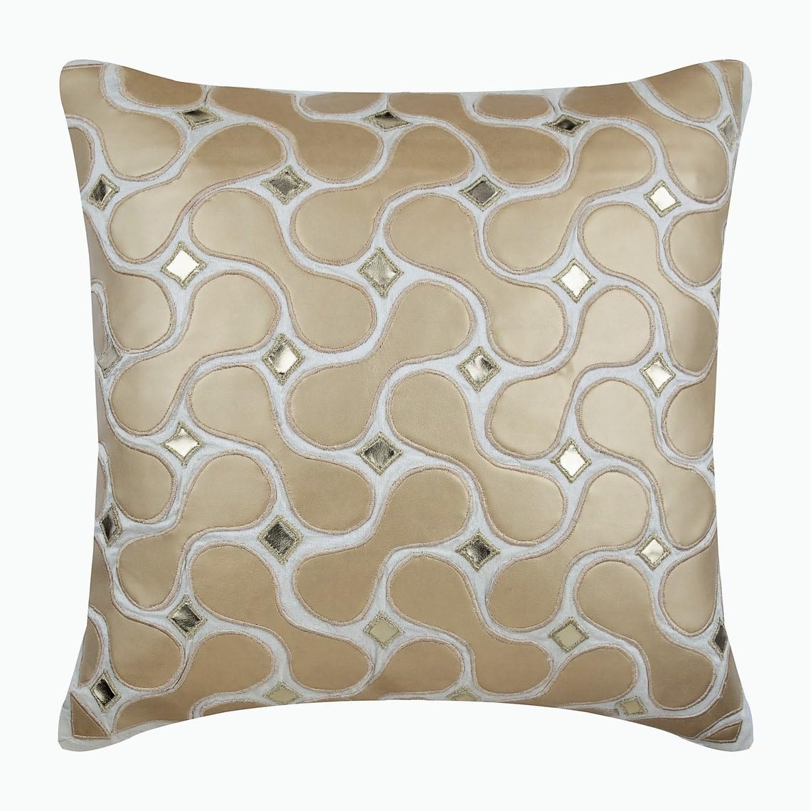 The HomeCentric Ivory Decorative Cushions Cover Metallic Faux Leather Abstract Theme Cushion Covers, Pack of 2, 40x40 cm (16"x16") Cushion Cover, Silk Cushions Cover Modern Decorative - Gold Space โ image 1