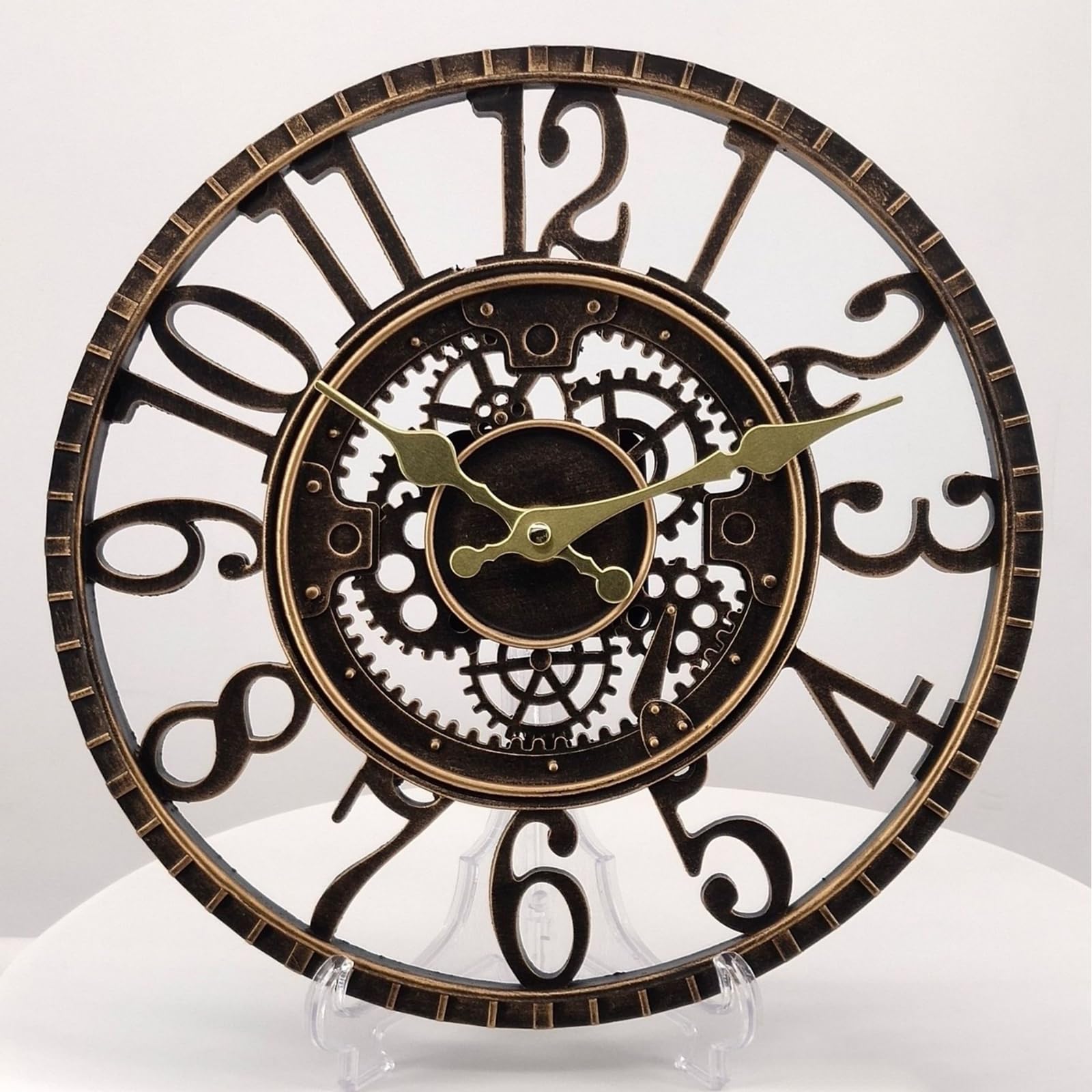 Laiton,Horloge Murale extérieure de 12 Pouces étanche, silencieuse sans tic-tac Horloge extérieure, Horloge de décor pour Patio, Piscine, Jardin, clôture, Porche, décor de Ferme