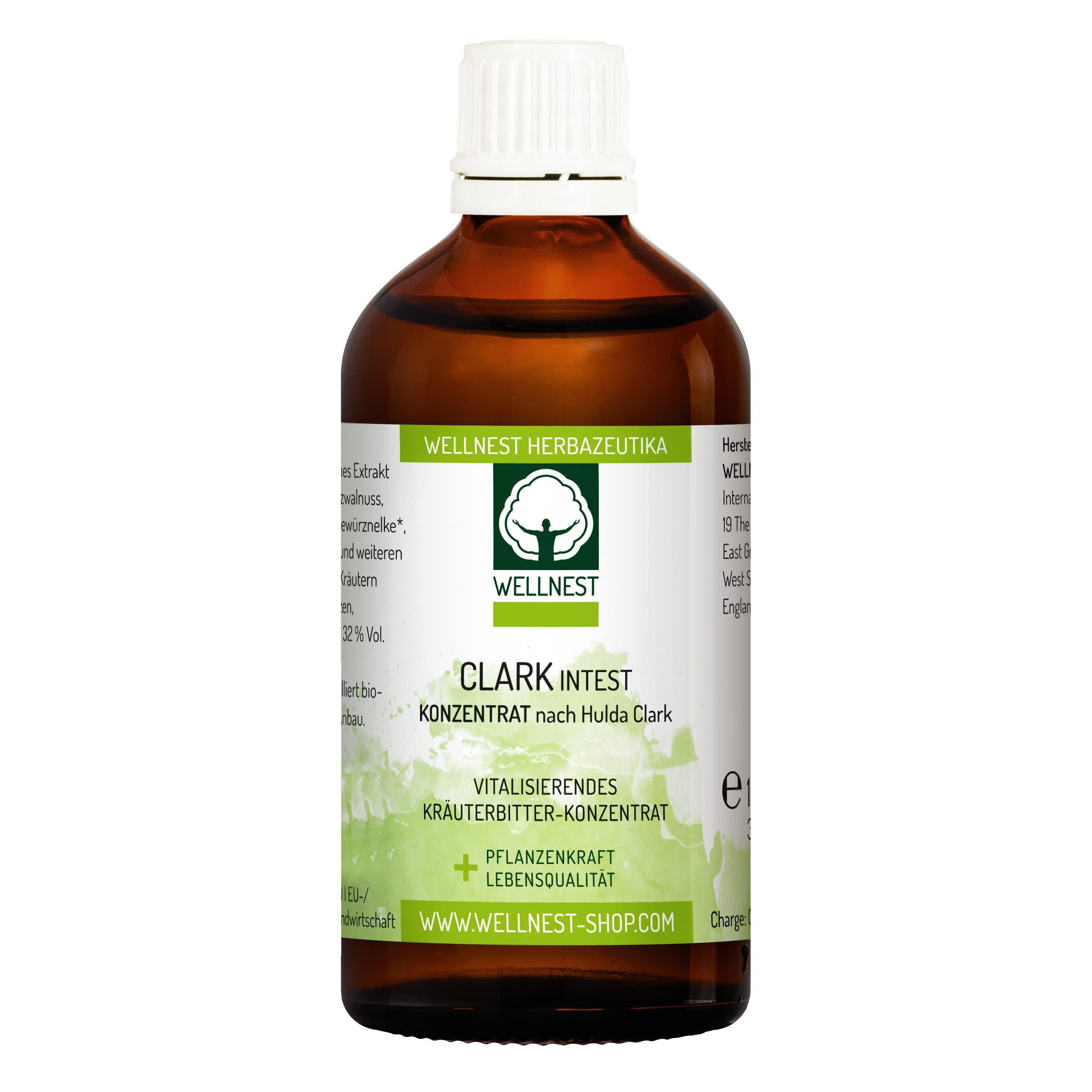 Wellnest ClarkIntest Concentr d'amertume aux herbes 100 ml Vgtalien, selon la recette Hulda Clark avec noyer noir, absinthe et clou de girofle : Amazon.com.be: Hygine et Sant Wellnest ClarkIntest Concentr d'amertume aux herbes 100 ml Vgtalien, selon la recette Hulda Clark avec noyer noir, absinthe et clou de girofle : Amazon.com.be: Hygine et Sant