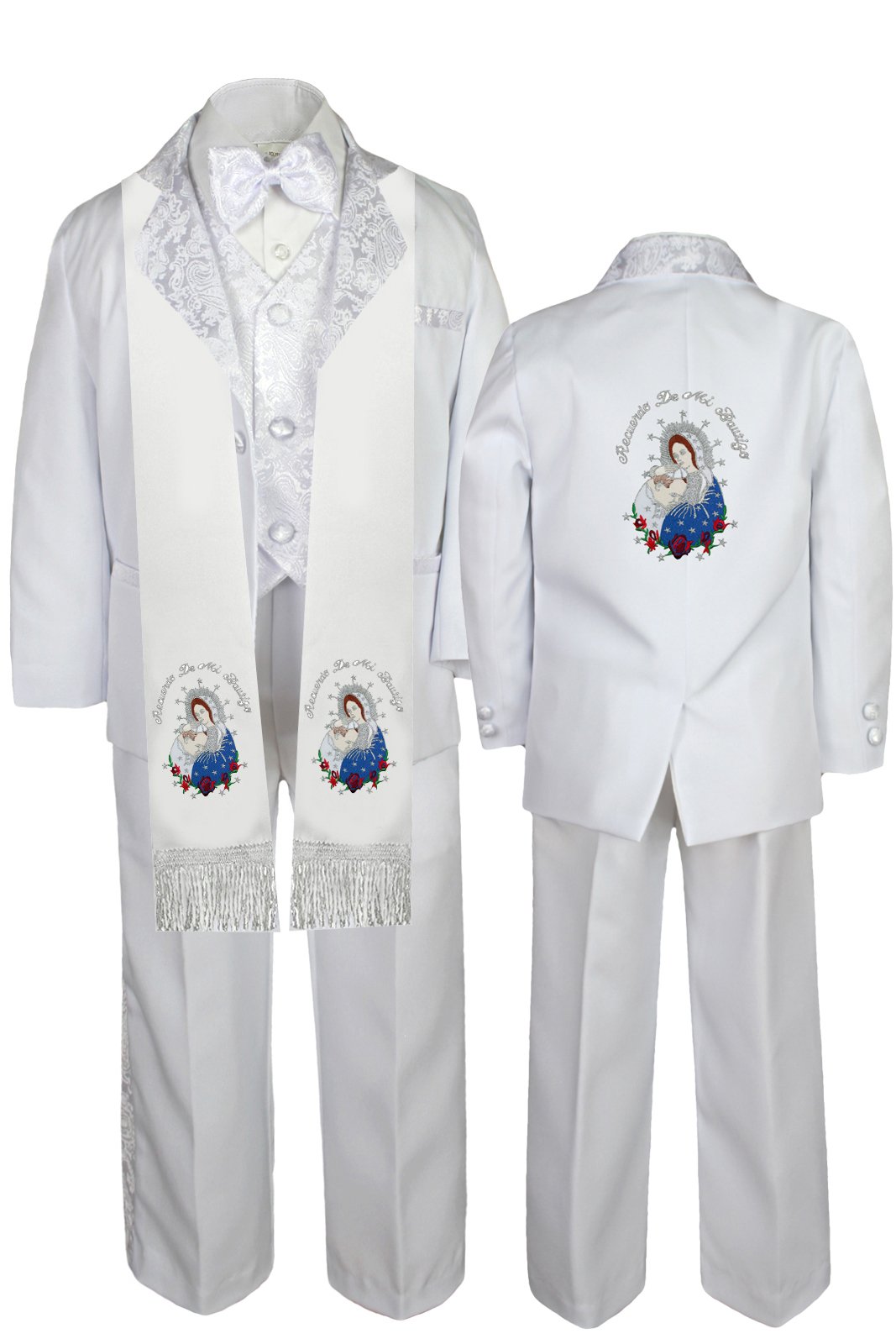 Baby Toddler Toddler Baptism White Tuxedo Embroidery Virgin Mary Pope Stole Sm-7