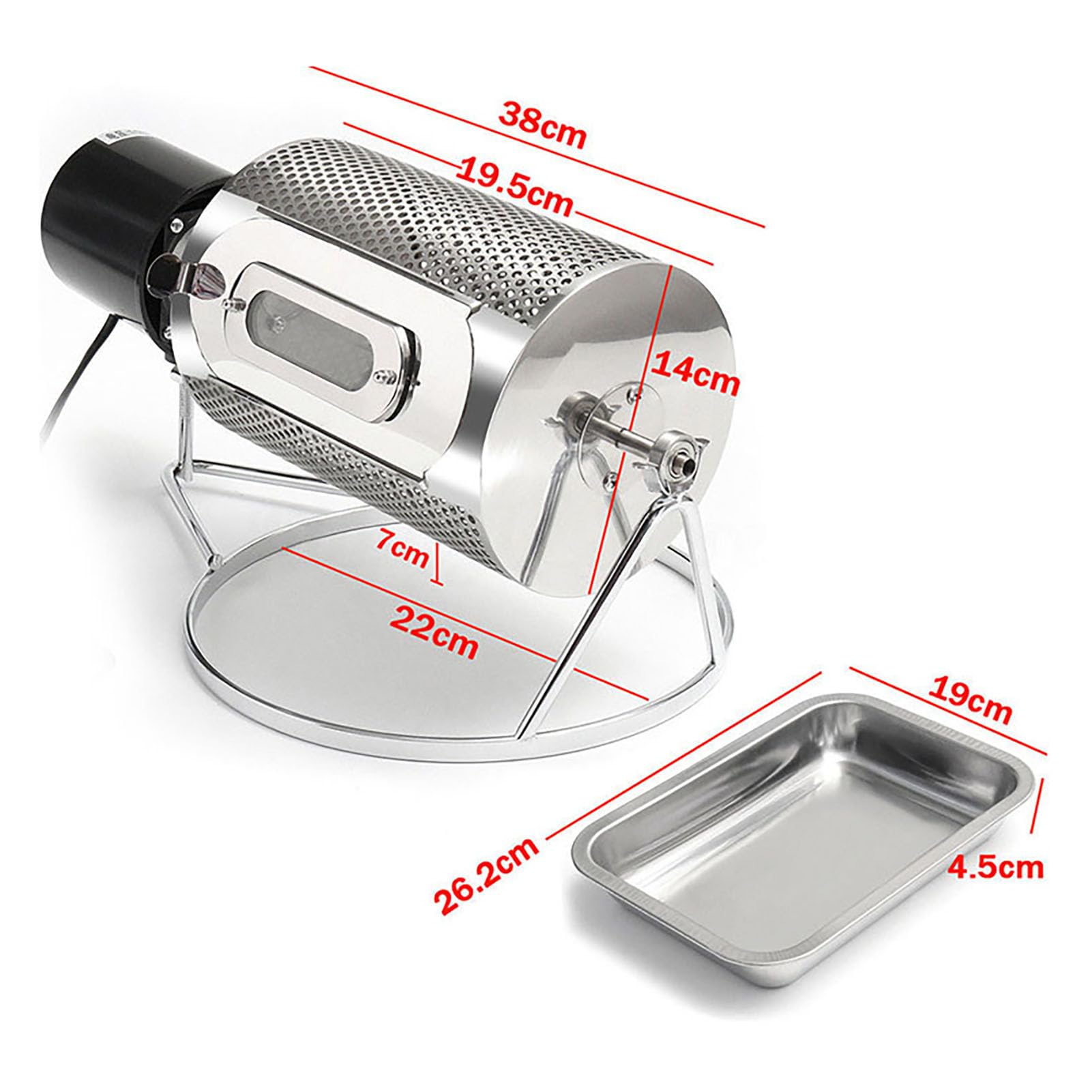 Torréfacteur De Grains De Café, Torréfacteur à Tambour, avec Fenêtre Visible Et Plateau en Acier Inoxydable, pour Céréales, Grains, Cacahuètes, Noix