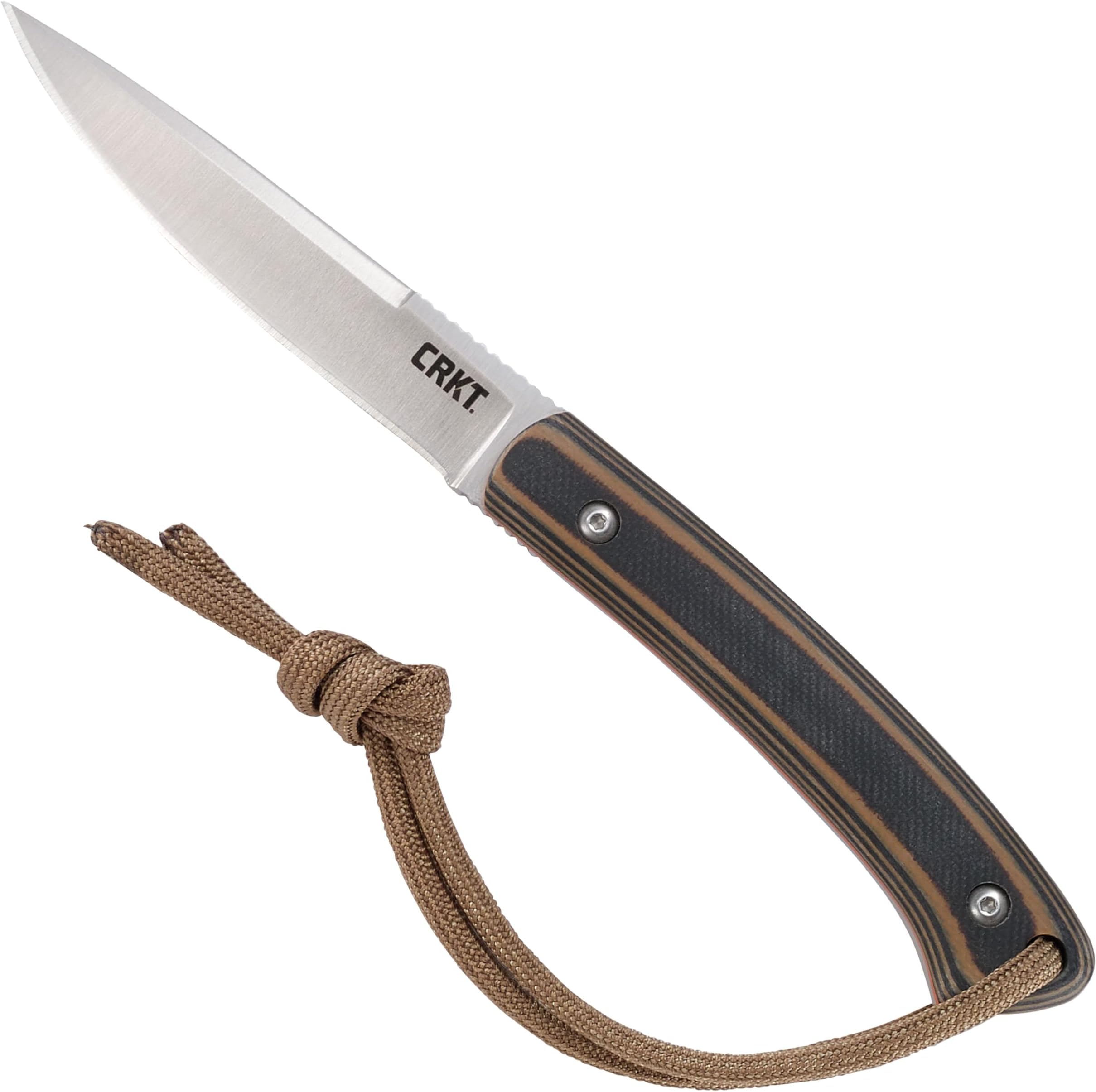 CRKT Biwa Hunting & Outdoor Fixed Blade Knife with Sheath, Brown, 2382