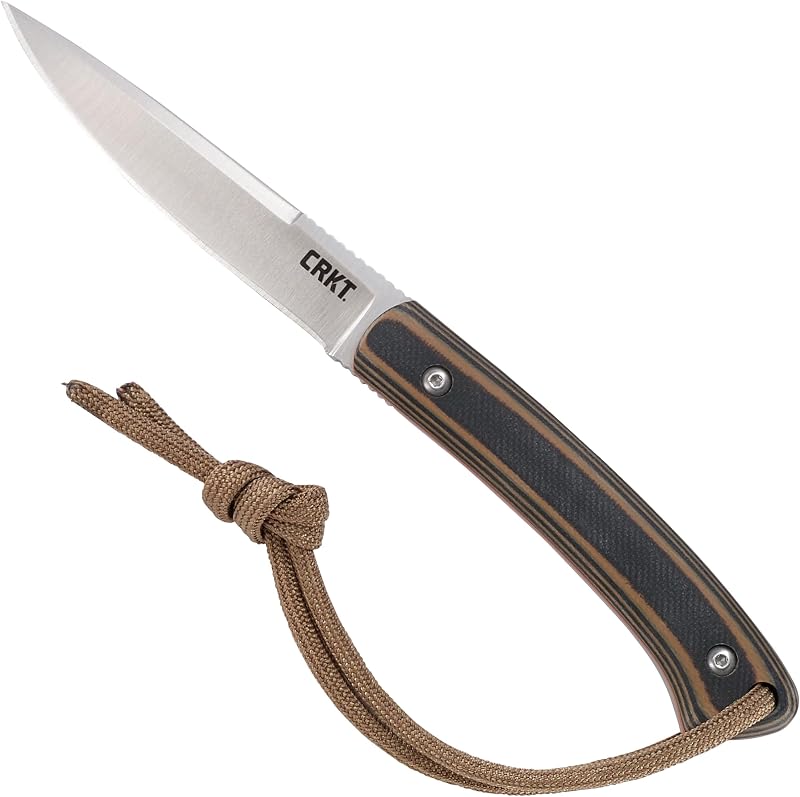 CRKT Biwa Outdoor Fixed Blade Knife with Sheath, Brown, 2382 | 3.02" Drop Point Blade, Lightweight G10 Handle, Stainless Steel Blade, Thermoplastic Sheath, Hunting and Camping Use