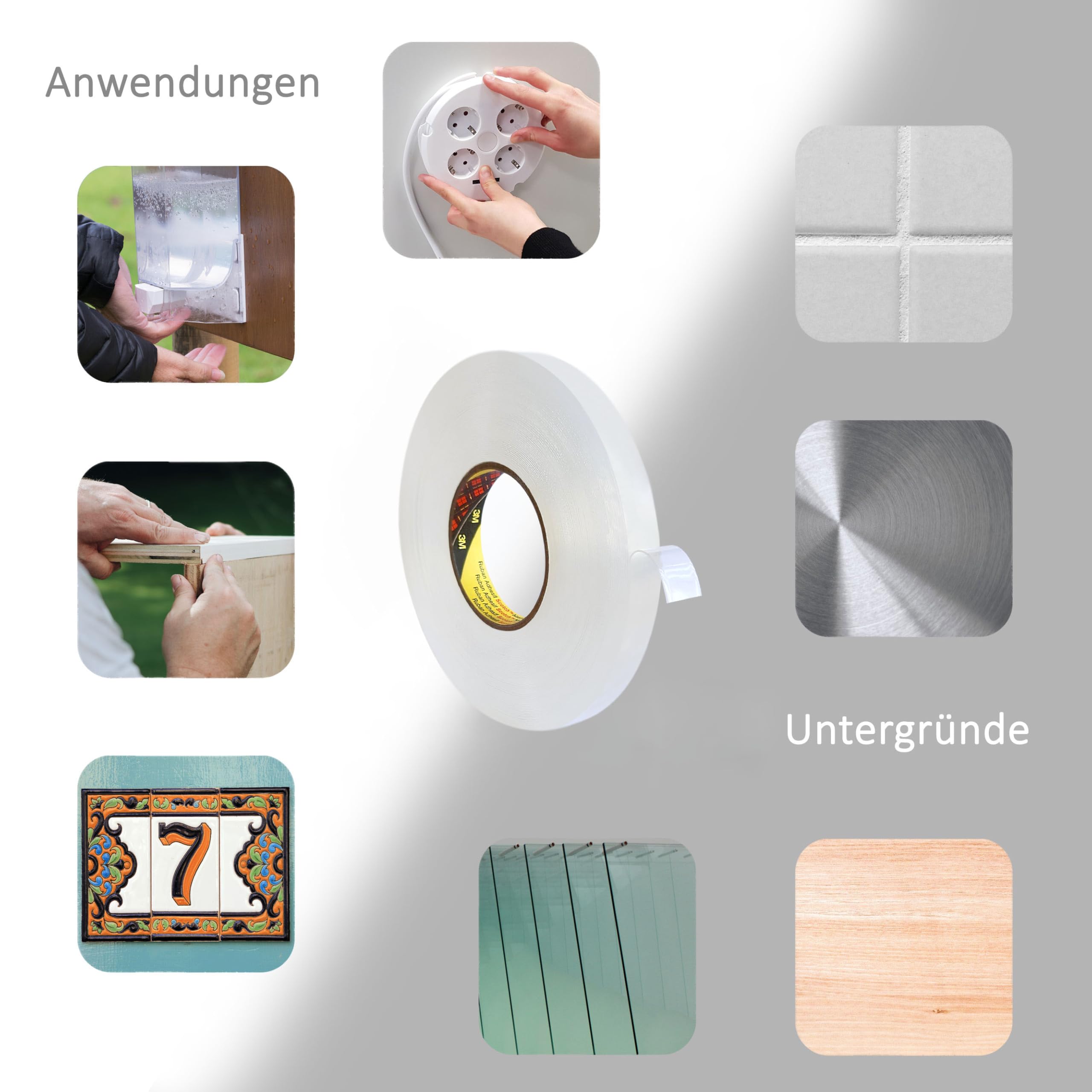 3M 4658 F doppelseitiges Montageklebeband, 0,8 mm Dicke, 19 mm x 25 m