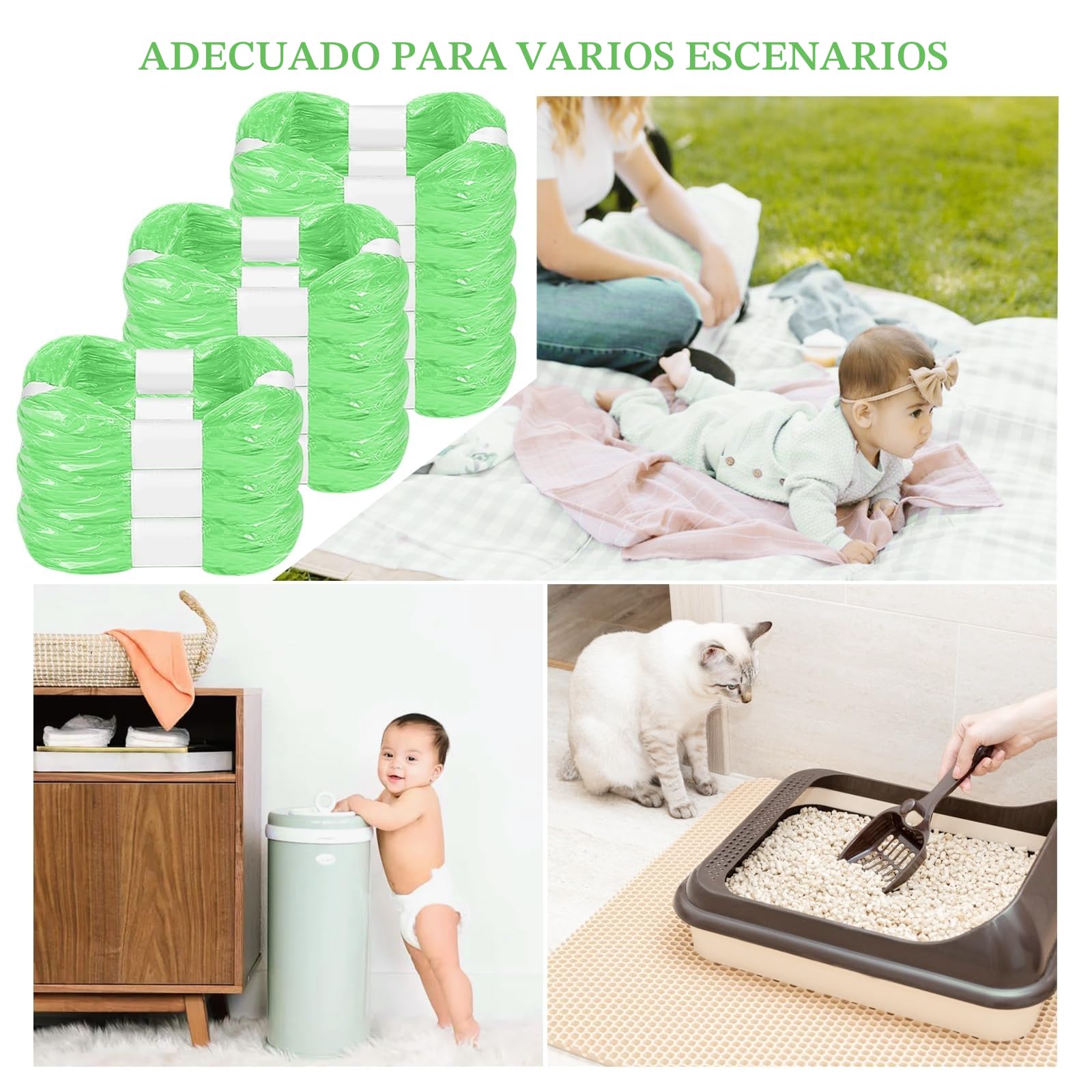 GIBOHOM 12 Recambios Contenedor de Pañales, Recambios de Papelera Pañales Bebe 4 Capas Engrosadas, Bolsas de Contenedor Pañales Compatibles con AngelCare, Litter Locker (Compatible con Todos）