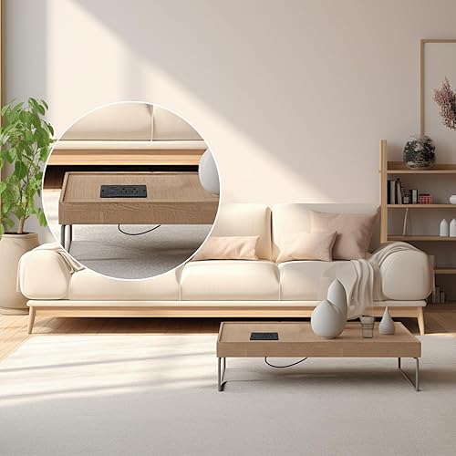 Miniatura 6 de Regleta de alimentación empotrada USB, salida de muebles de carga rápida de 20 W - 2 CA y 3 USB (2 USB-C + 1 USB-A) para escritorio, mesita de