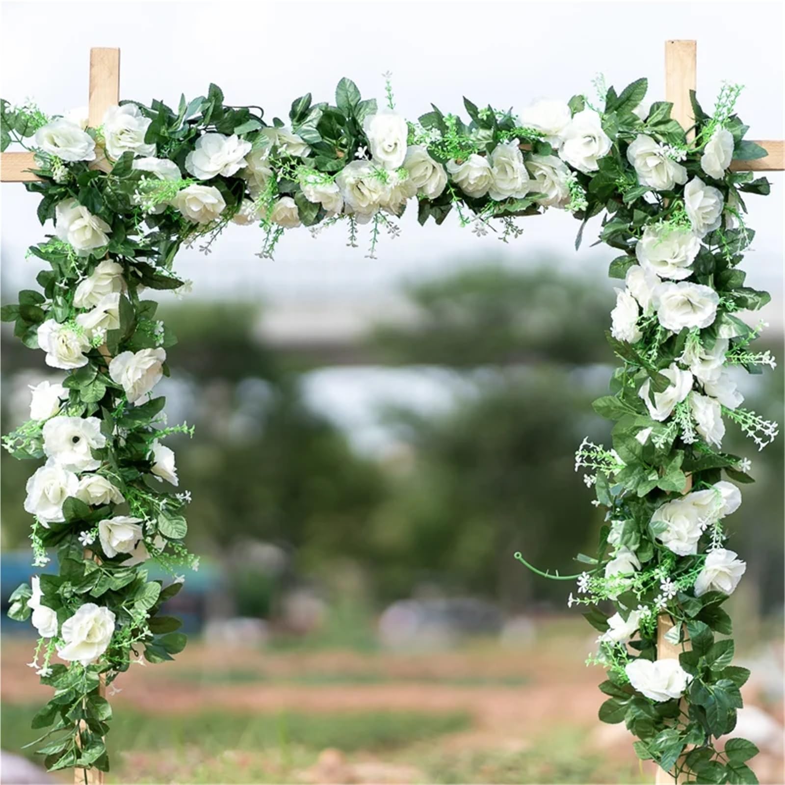 Künstliche Rosenranke 2 Stück, m weiße künstliche Rosenblüten | Hängende Weinpflanzen, Blätter, künstliche Girlanden, Blumen, Hochzeit, Party, Weihnachtsdekoration(Pink)