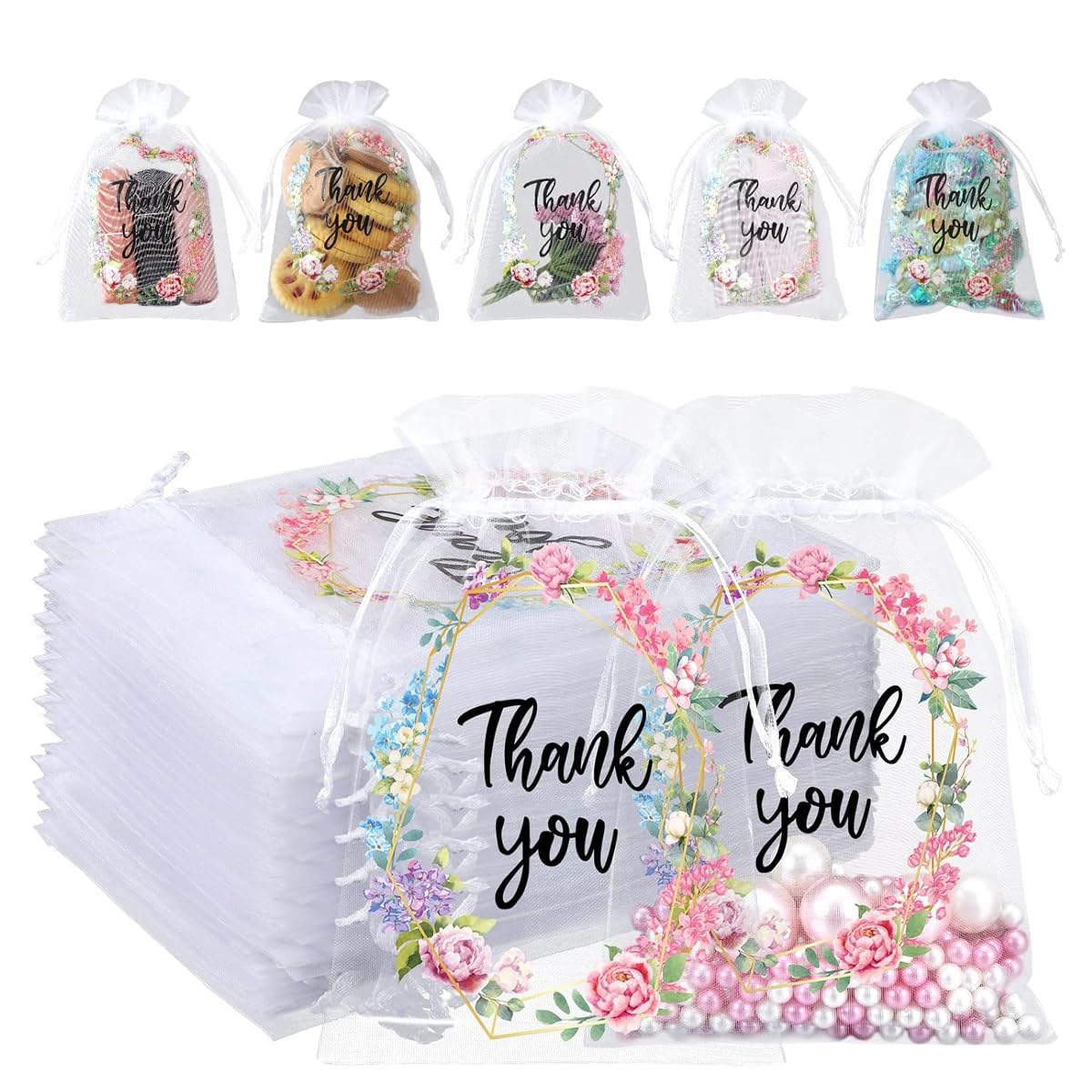 HASTHIP® 30PCS Potli Bags 4x6 Inch Organza Drawstring Thank You Pouches