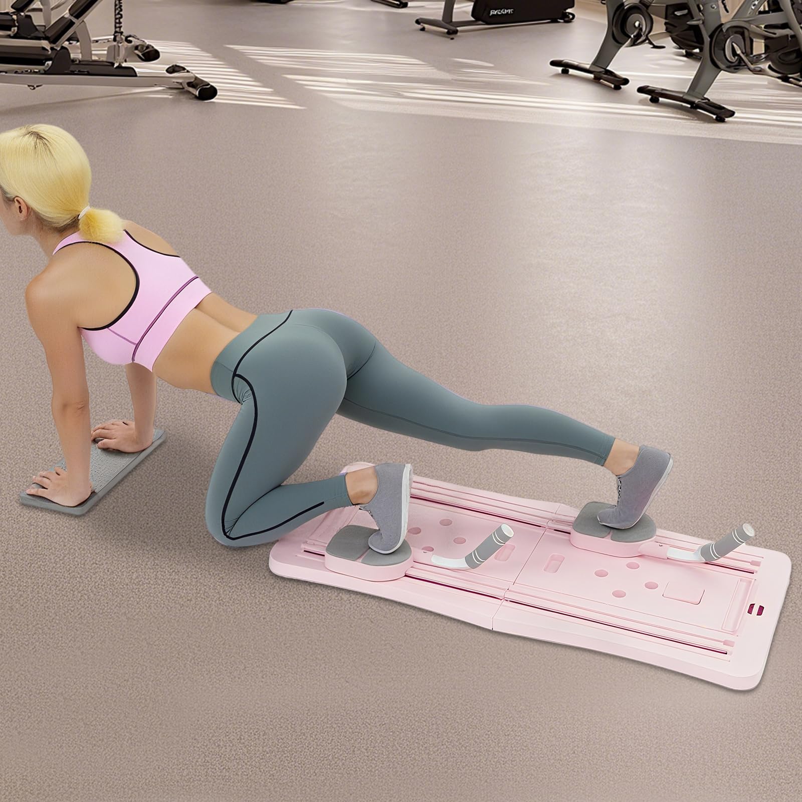 Pilates Reformer | Pilates Board | Multifunktionales Ab Board | 300lbs Belastung | Planke & Bauchrolle | Timer & Spannungsseile | Klappbar | Für Bauch, Rücken & Arme