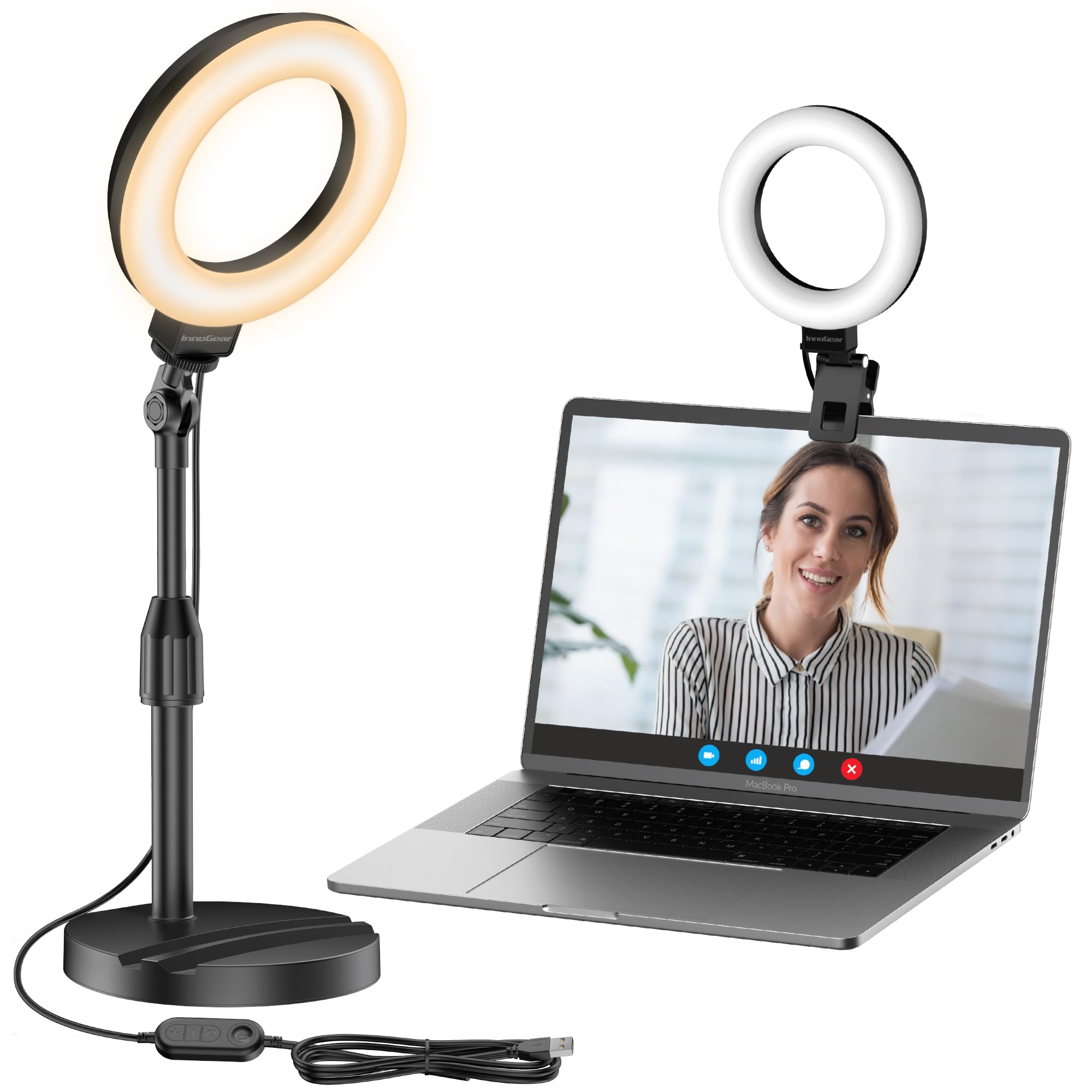 InnoGear Ring Light with Stand for Desk Computer 60 LED Streaming Lighting