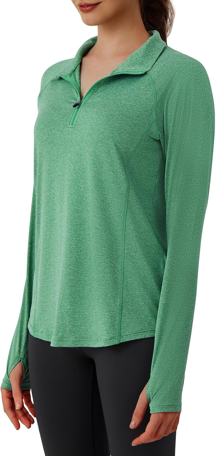 beroy Women's 1/4 Zip Shirts Pullover Long Sleeve Thumb Holes Workout Athletic Hiking Running Cycling Shirt with Pocket - Image 4