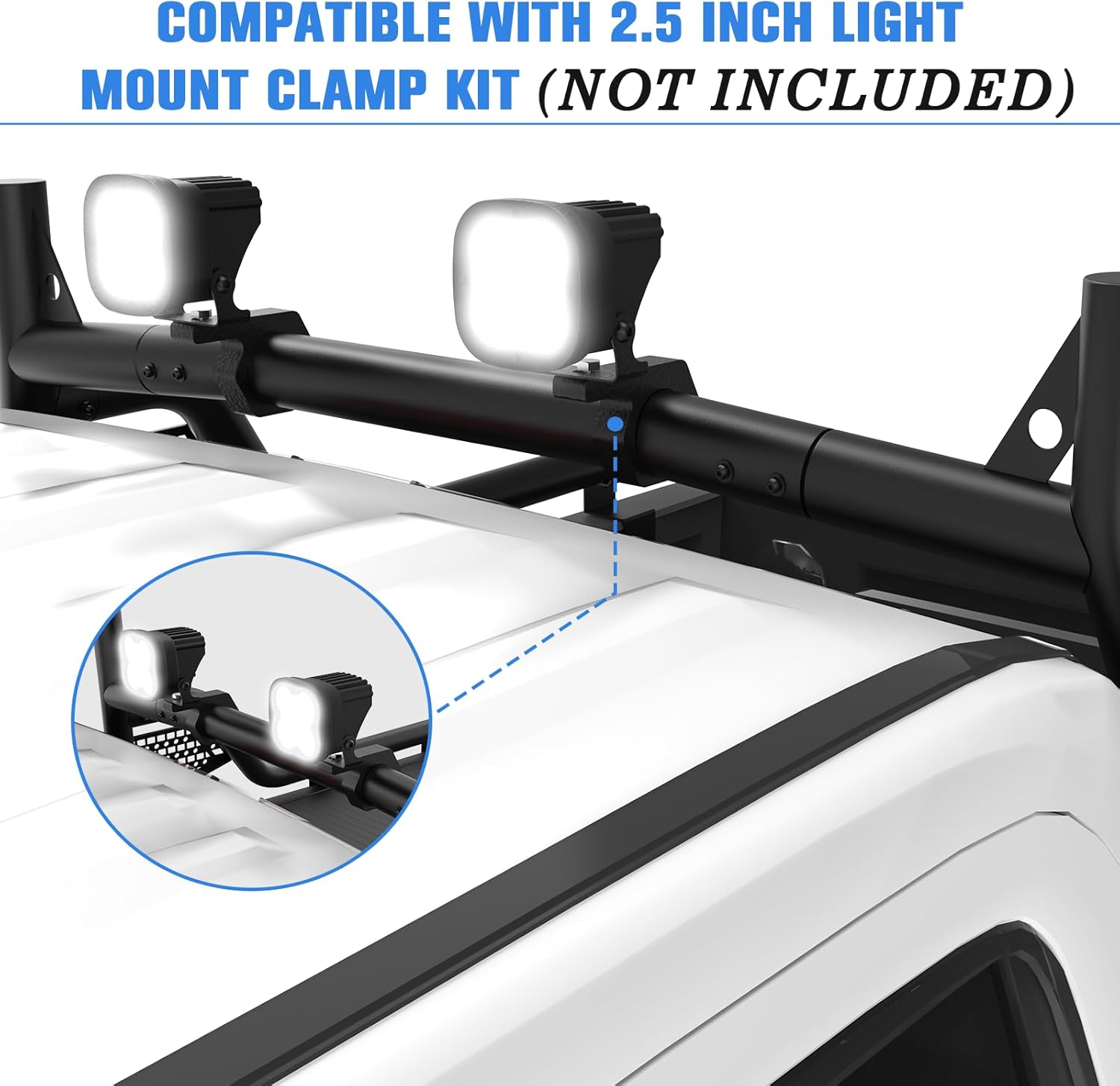 Long Bed Roll Bar Compatible with 2022–2025 Ford Maverick | No-Drill Install | Does Not Block 3rd Brake Light | Sporty Ladder Rack Design | Heavy-Duty Sport Bar