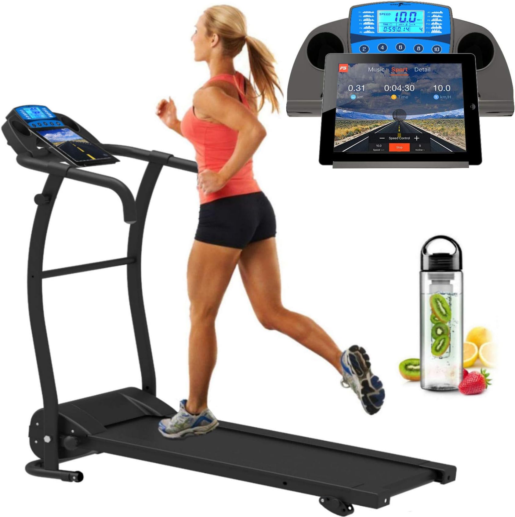 ADJUSTABLE INCLINE BLUETOOTH NERO PRO TREADMILL Electric Motorised Folding Running Machine