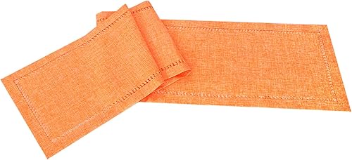 Miniatura 3 de Juego de 4 servilletas rústicas con dobladillo cosido naranja y amarillo para otoño, otoño, Halloween y Acción de Gracias (12 x 12 pulgadas (juego